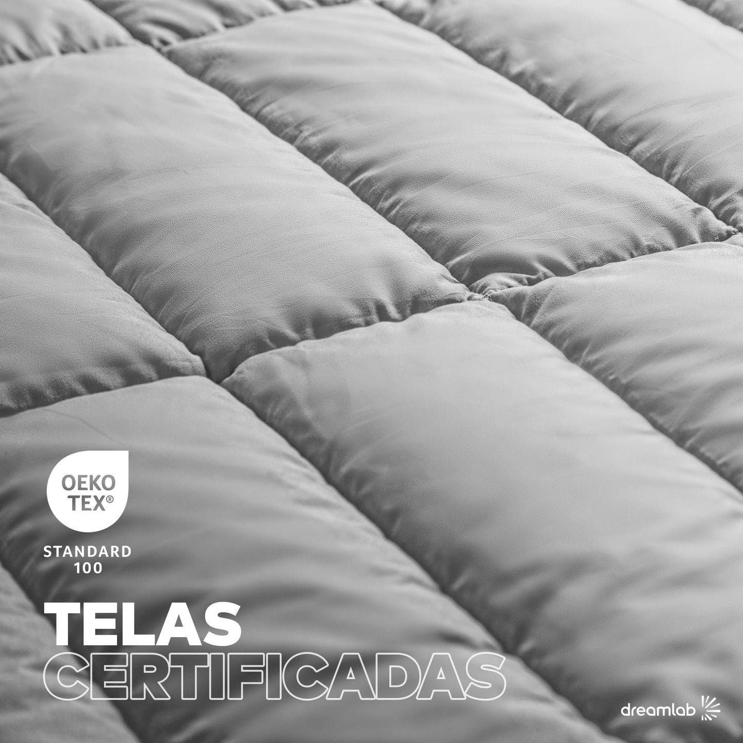 Dreamlab Edredón Acolchado para Toda Estación. Relleno de Microfibras Recubiertas con Gel. Lavado a Máquina. Usar como Edredón o con Funda Duvet. Hipoalergénico. (Gris Claro, King Sobredimensionado)