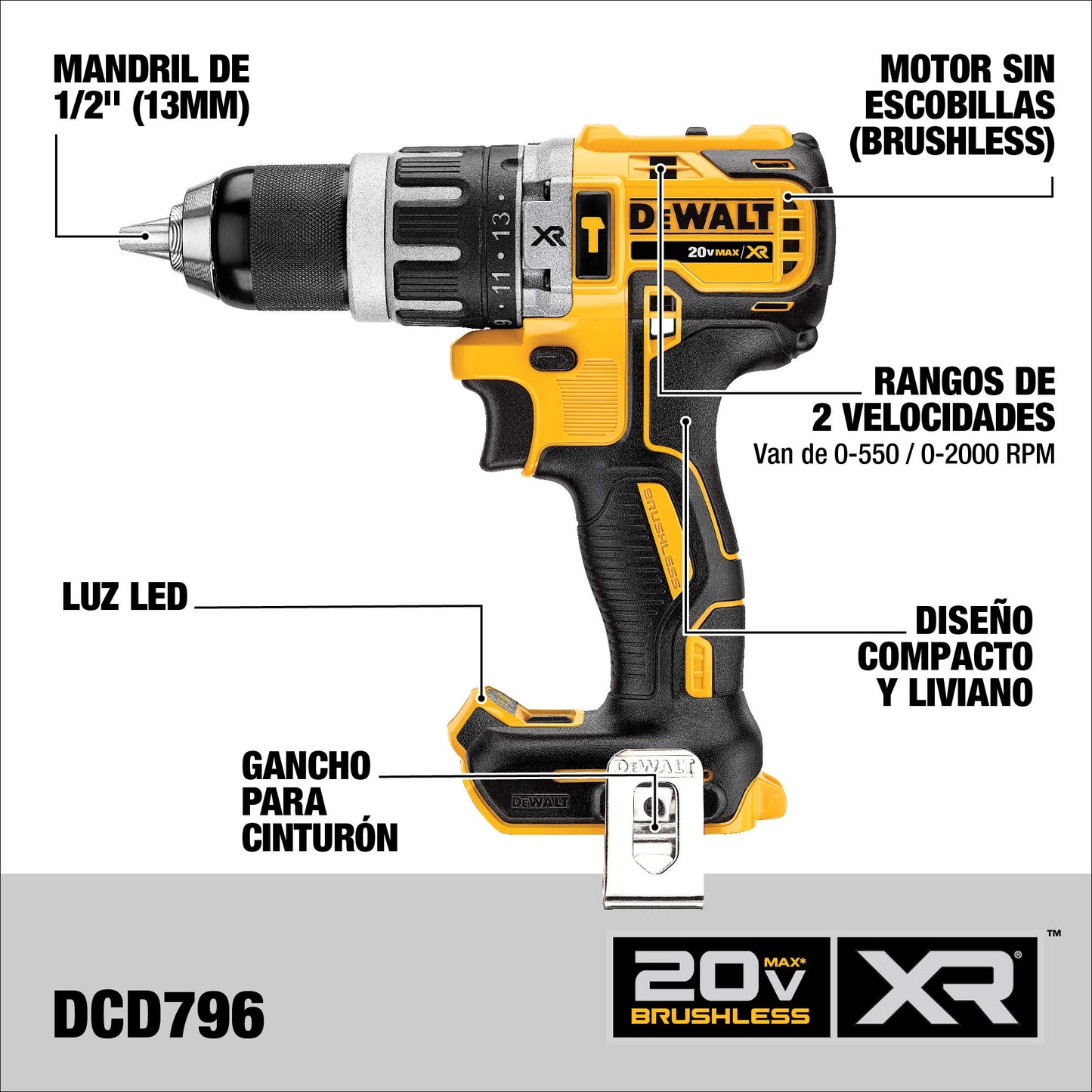 DEWALT DCK287D2-B3 Combo Rotomartillo + Llave de Impacto Brushless