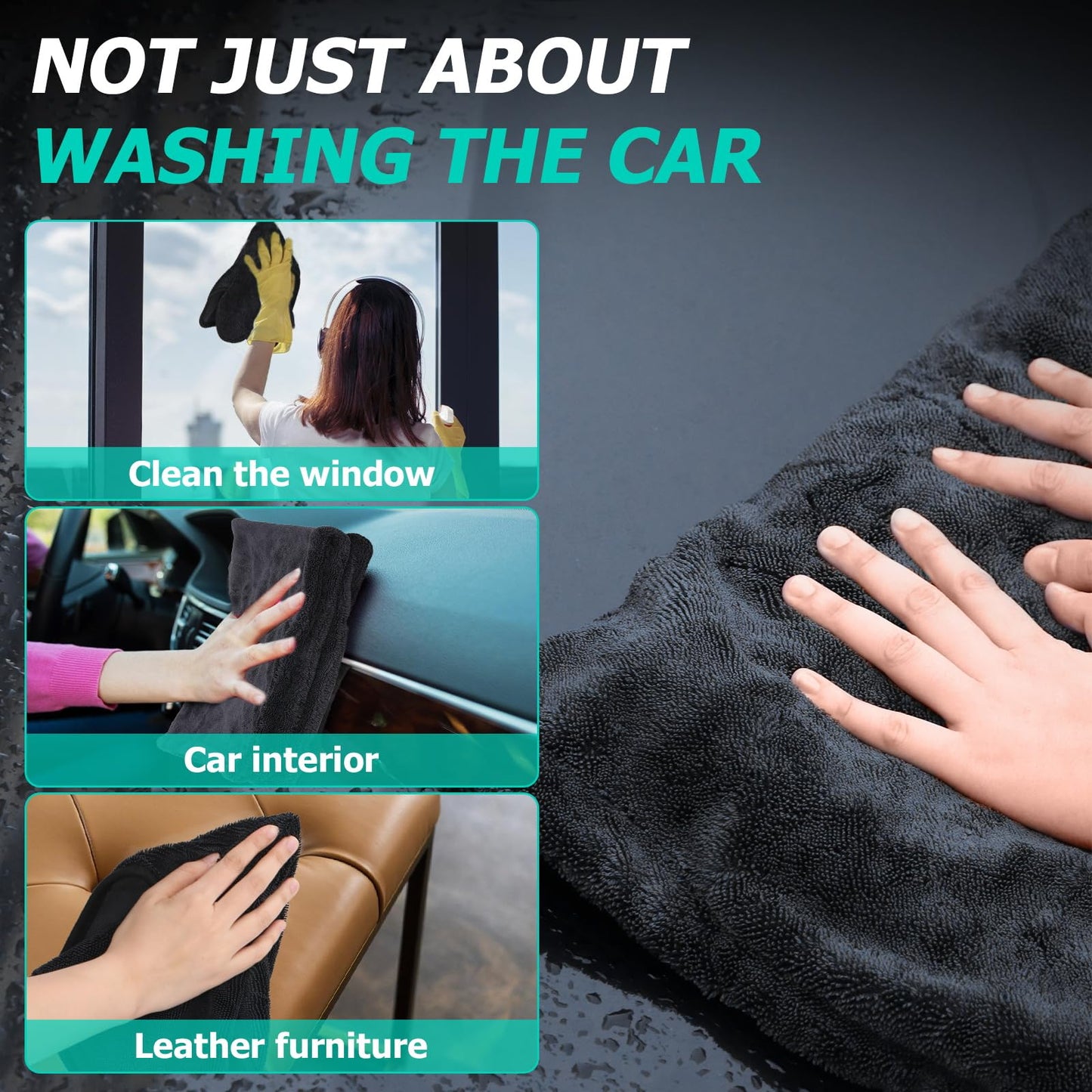 Toallas de Microfibra para Coches Ultra Suave Doble Cara 1300 g/m² Paquete de 2