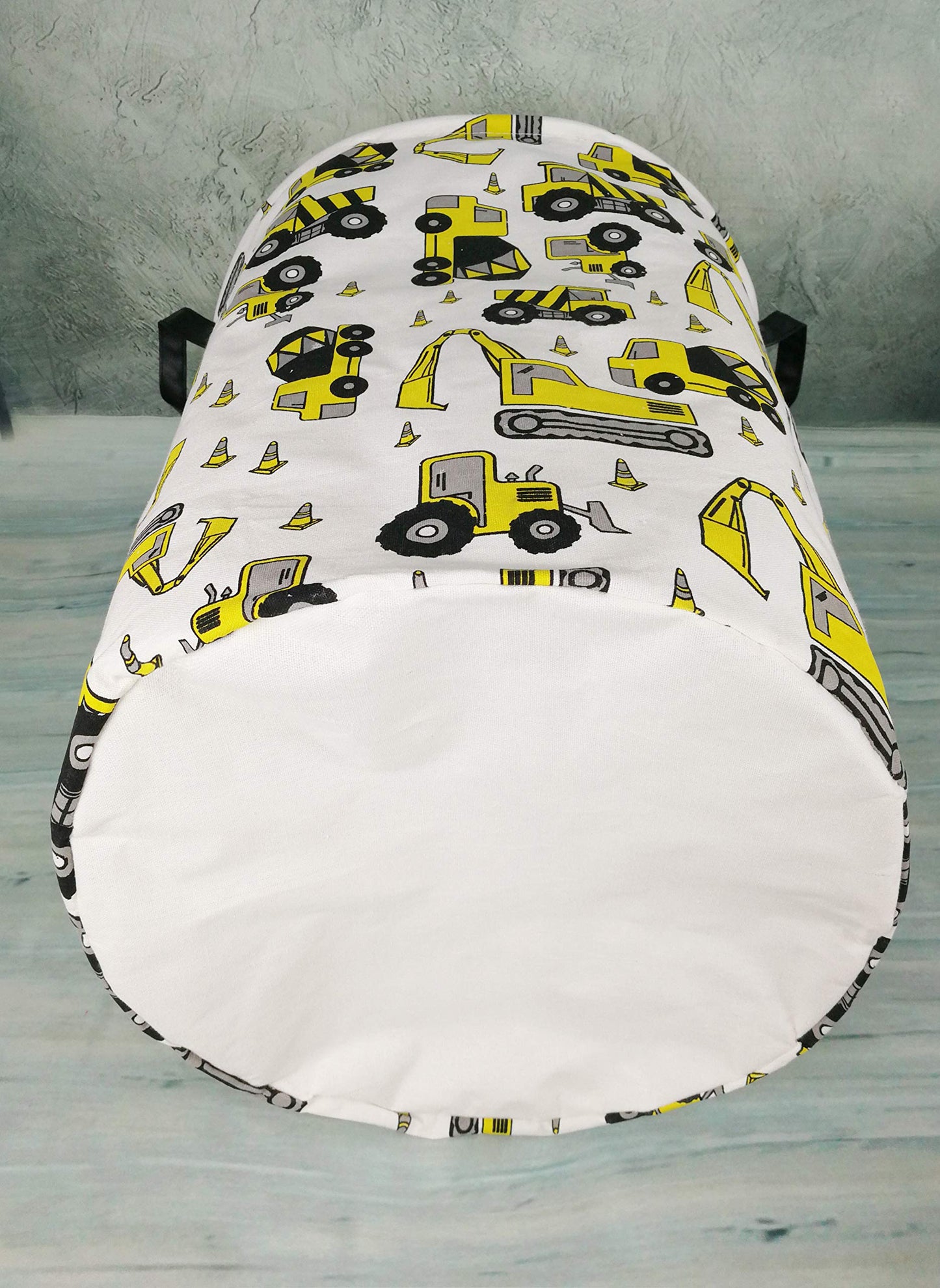 KUNRO Cesta de almacenamiento redonda de gran tamaño con revestimiento impermeable, cesta organizadora para ropa de guardería, juguetes (excavadora)