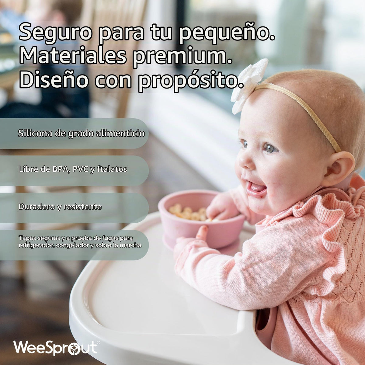 WeeSprout Suction Bowls for Baby (Set of 2) - 100% Silicone Toddler Bowl w/Plastic Lid - Leak Proof Feeding Supplies - Dishwasher & Microwave Safe Infant Bowls w/Extra Strong Suction Base