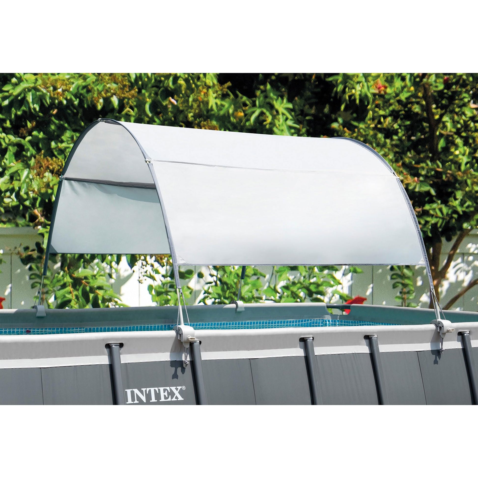 Intex 28054E - Funda protectora UPF 50 Plus fácil de instalar, impermeable, para piscinas rectangulares de 9 pies o más pequeñas, color gris