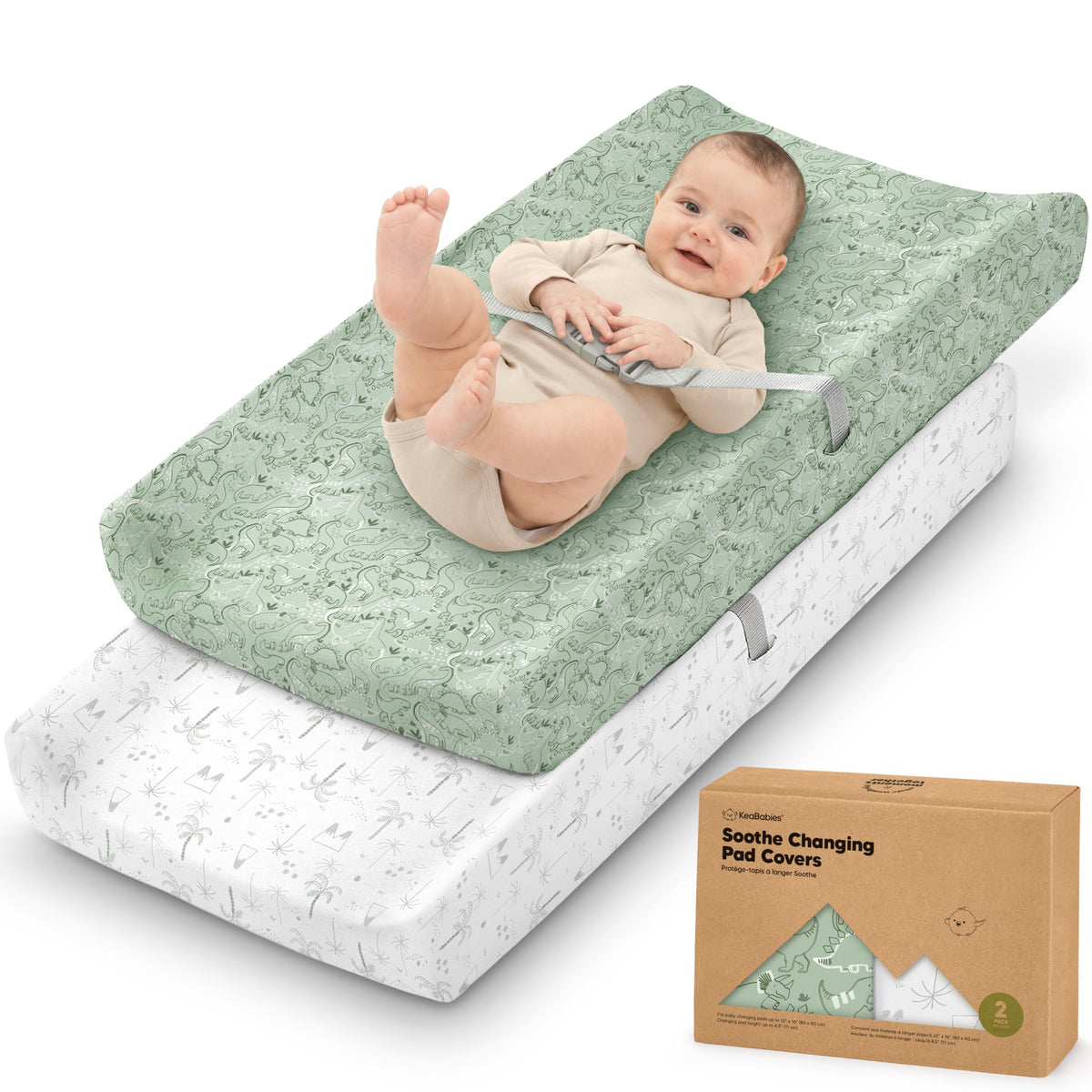 Paquete de 2 fundas orgánicas para cambiador para niña, niño, neutro, 100% algodón, funda suave para cambiador de pañales, sábanas para cambiador de pañales, forro para cambiador de contorno, funda