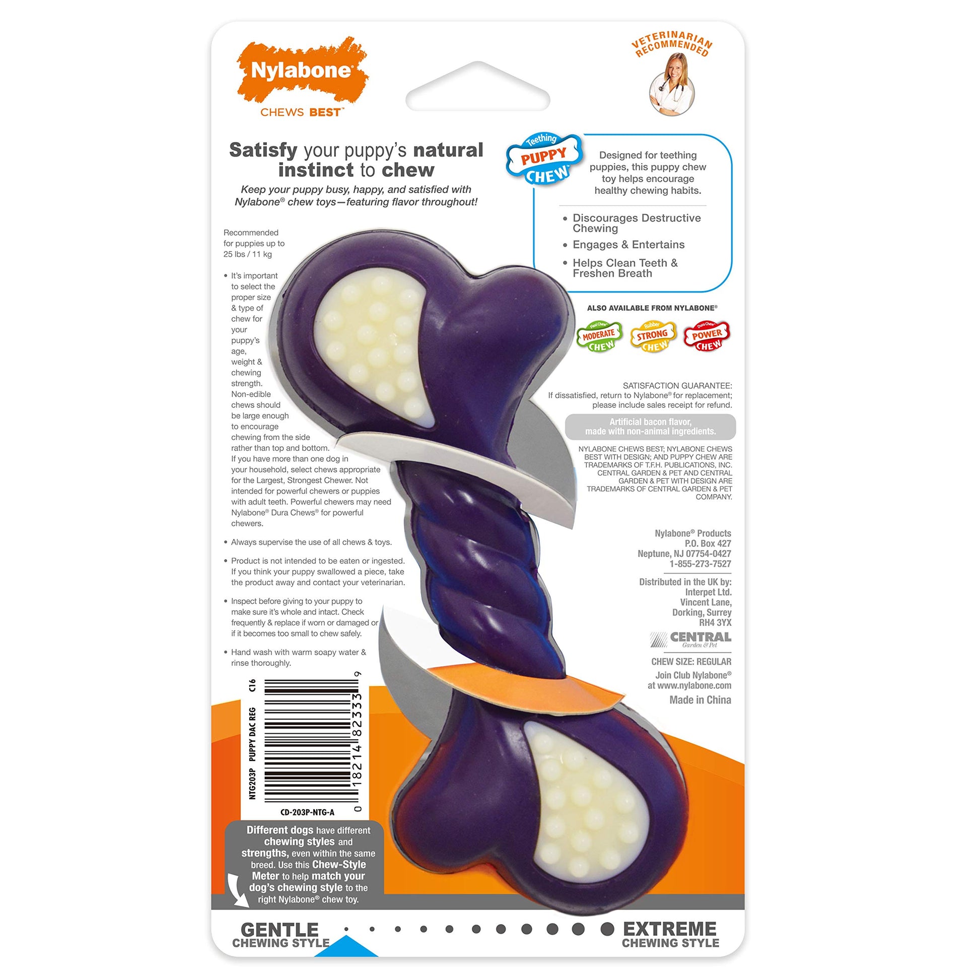 Hueso Nylabone NTG203P Puppy Verde Double Action Regular