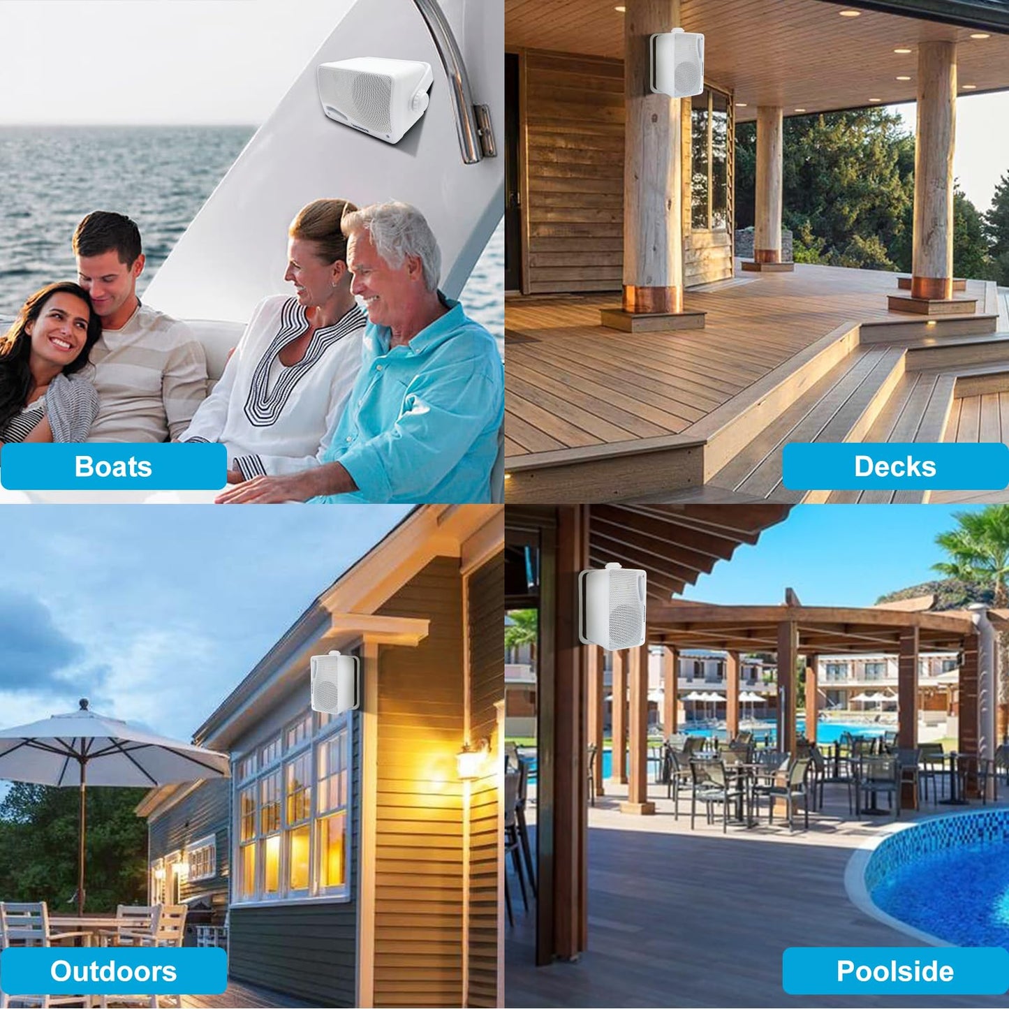 STUDIOFINIX - Altavoces pasivos para exteriores con cable, impermeables, de 3.5 pulgadas, 3 vías, 200 W en superficie, marinos y de pared, adecuados para el hogar, barco, piscina, patio, uso en