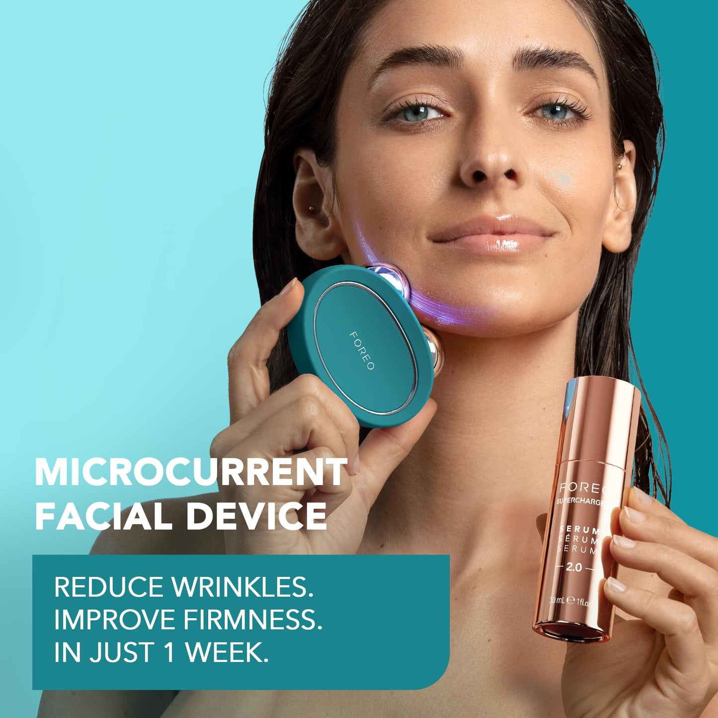 FOREO BEAR 2 - Tonificador facial de microcorrientes - Masajeador antiarrugas - Lifting facial inmediato - Reafirma y define - Mejora la absorción de las mascarillas - Evergreen