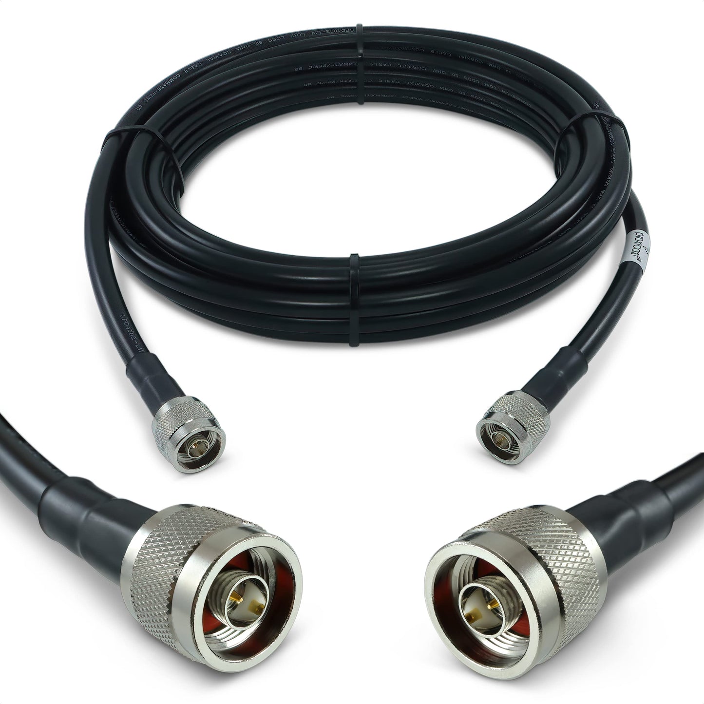 Proxicast Cable coaxial de baja pérdida serie 400 premium de 25 pies N macho a N macho (50 ohmios) para 4G LTE, módems/enrutadores 5G, Ham, ADS-B, GPS, radio RF a antena o uso de supresor
