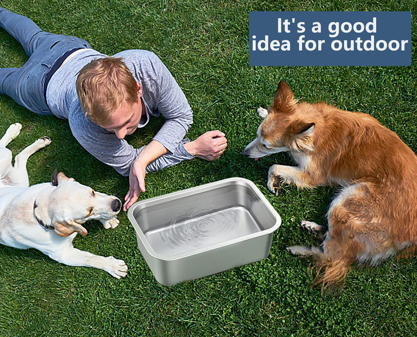HZAKXIN - tazón de agua extragrande de 3 galones para perros grandes, tazón de agua para perros grandes, tazón de agua de acero inoxidable de alta capacidad y tazón de comida grande, raza de perros XL para interiores y exteriores (M (1.5 galones)
