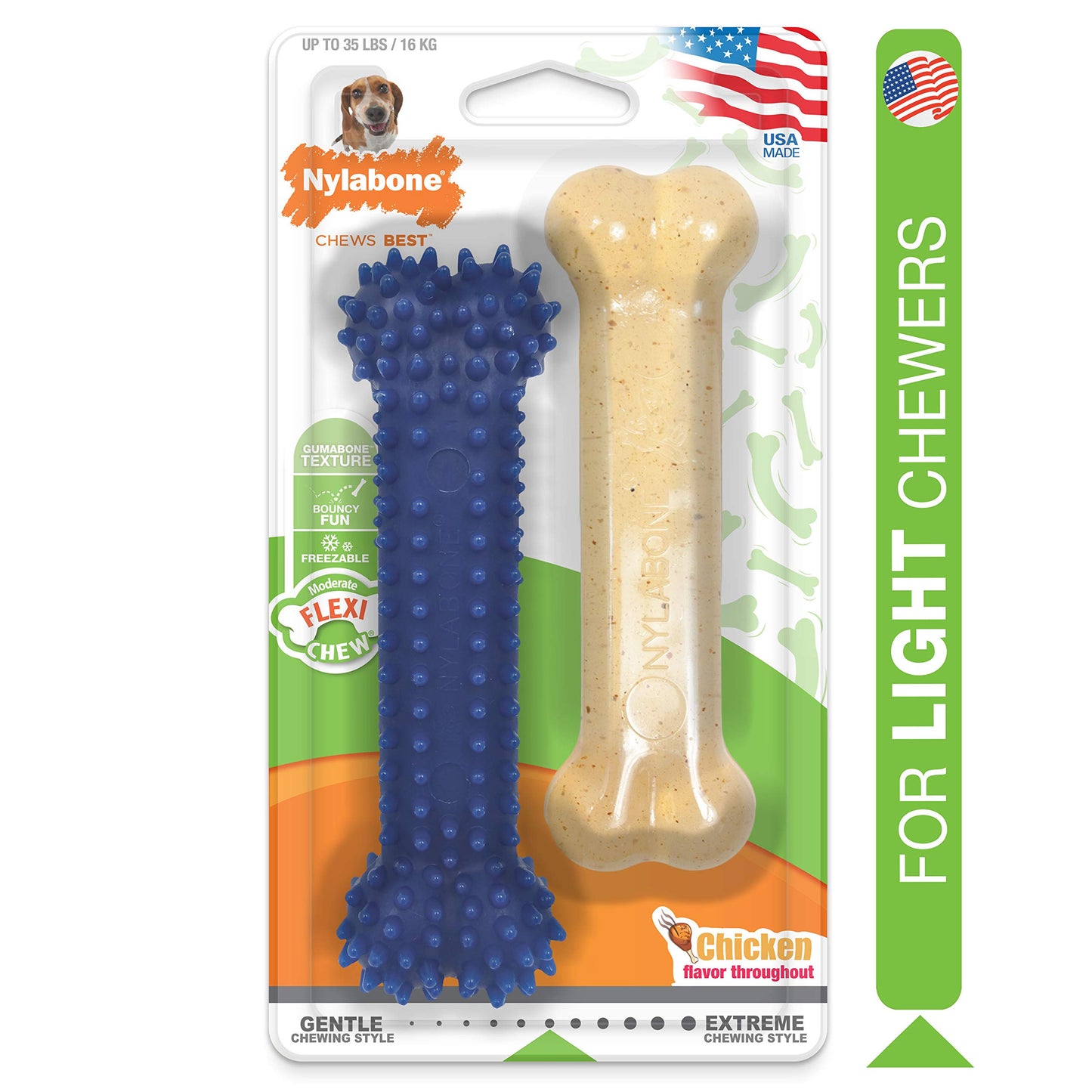 Juguetes para Masticar Moderado Nylabone Pollo Wolf Combo Dental para Perro