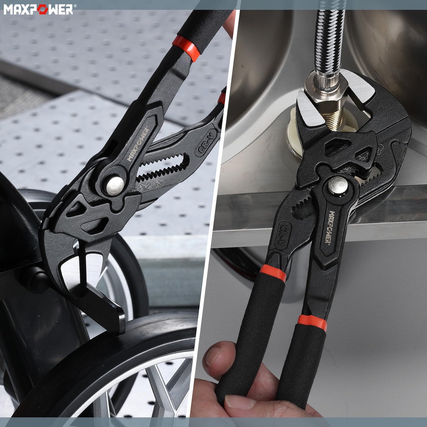 MAXPOWER - Llave de alicates de 2 piezas, 7 pulgadas, 10 pulgadas