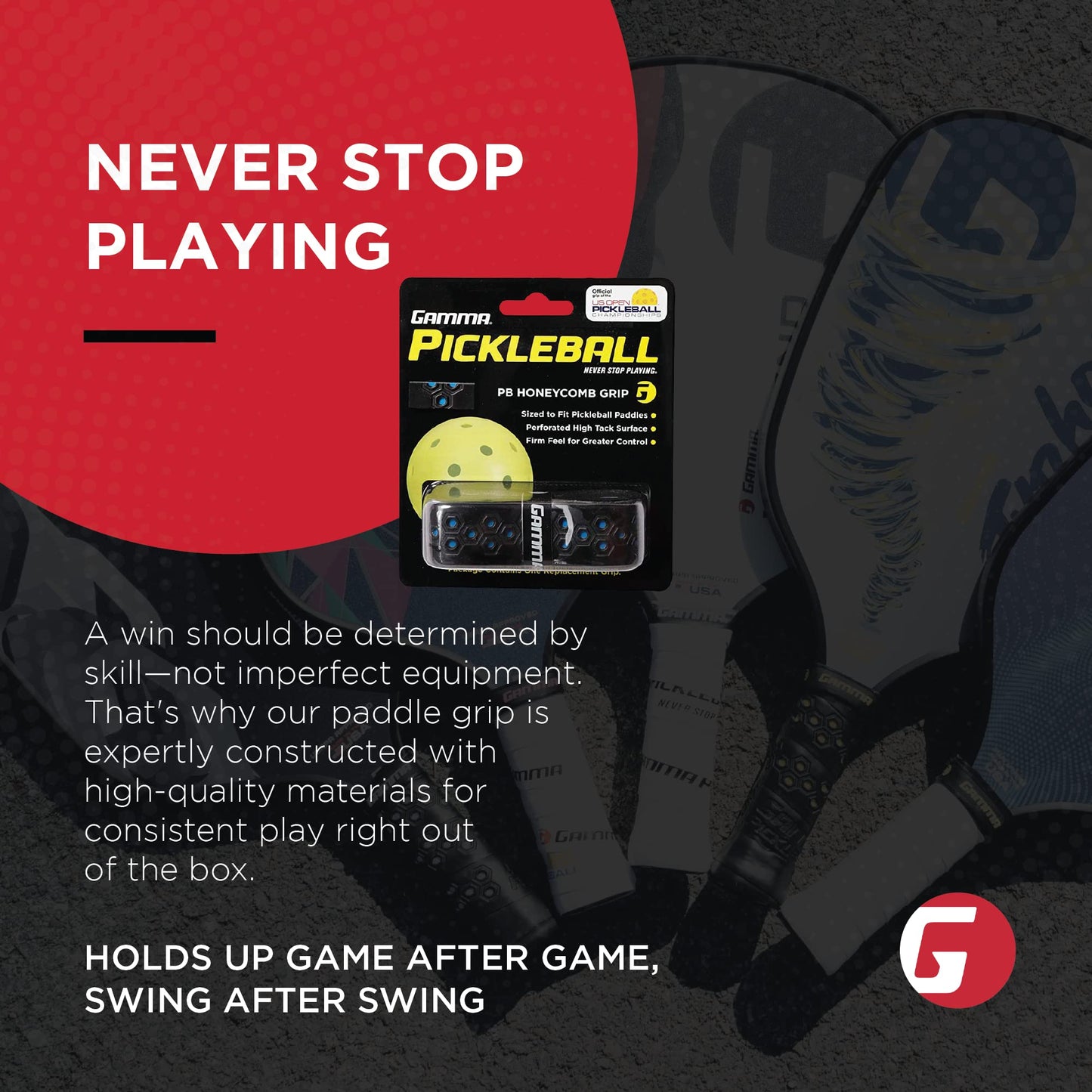 GAMMA Sports Pickle Ball - Cojín de Panal para paletas de Pickleball, Color Negro y Azul
