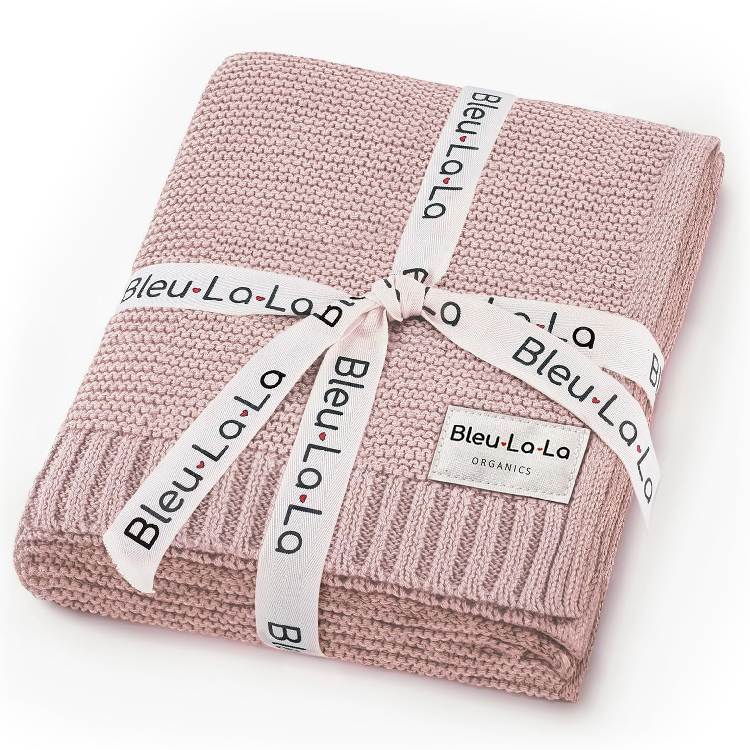 Manta de Algodón Orgánico de Punto para Bebés Niño 100% Algodón Orgánico de Lujo Suave Cálida y Acogedora Manta de Abrazo para Cochecito y Cuna para Recién Nacidos, Bebés e Infantes (Rosa Ruborizado)
