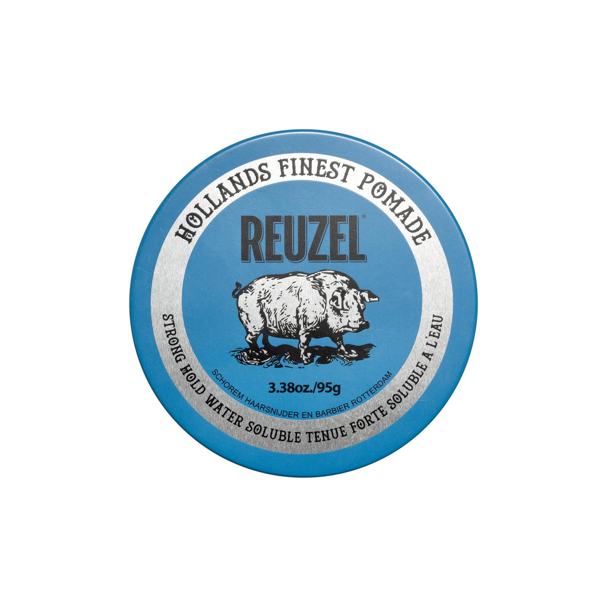 Reuzel Pomada de fijación fuerte azul, pomada de fijación fuerte para un aspecto brillante, soluble en agua con aroma a vainilla - 3,38 oz/95 g