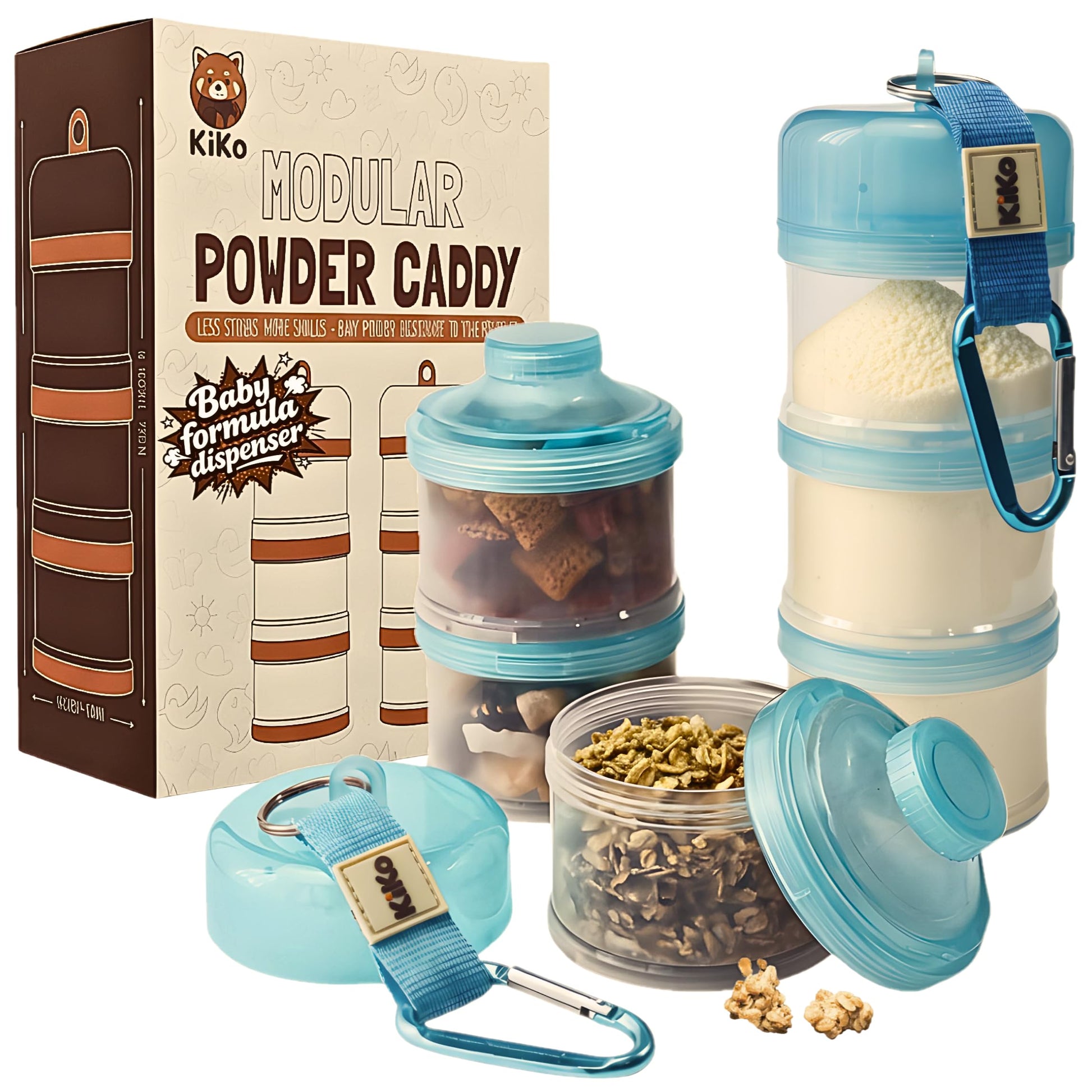 Contenedor de fórmula para llevar – Baby Essentials, dispensador de fórmula apilable para alimentación nocturna, aperitivos y más, contenedor de viaje de proteína en polvo, paquete de 2, por KiKo