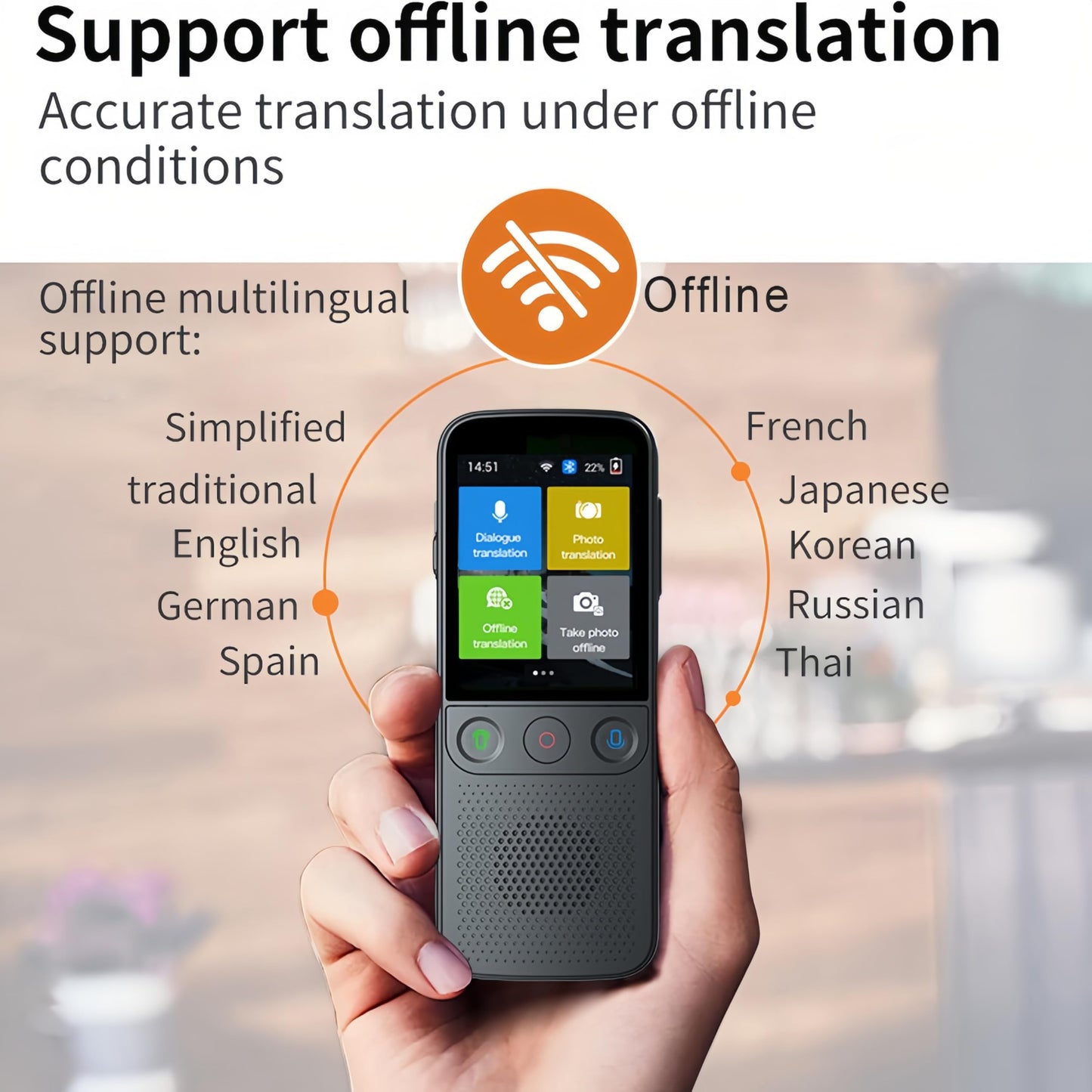 Dispositivo Inteligente de Traducción Instantánea de Idiomas T10 Pro Traductor Portátil WiFi Y Traducción Fuera de Línea 138 Idiomas Traductor en Tiempo Real para Negocios de Viajes(Negro)