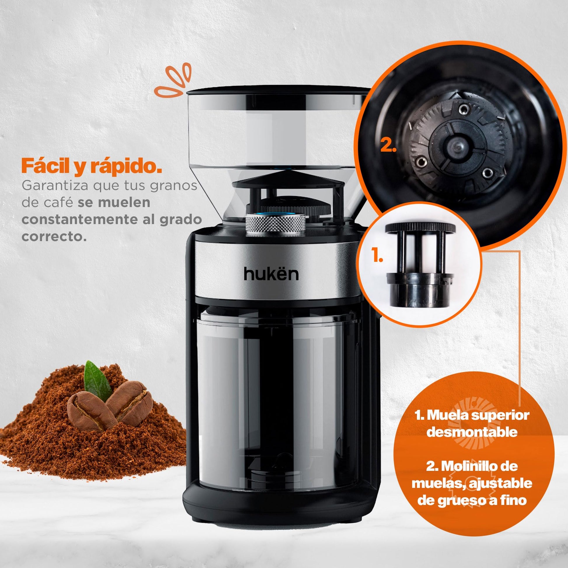 Molino Eléctrico de Café MasterChef Acero Inoxidable molido Perfecto 150 W