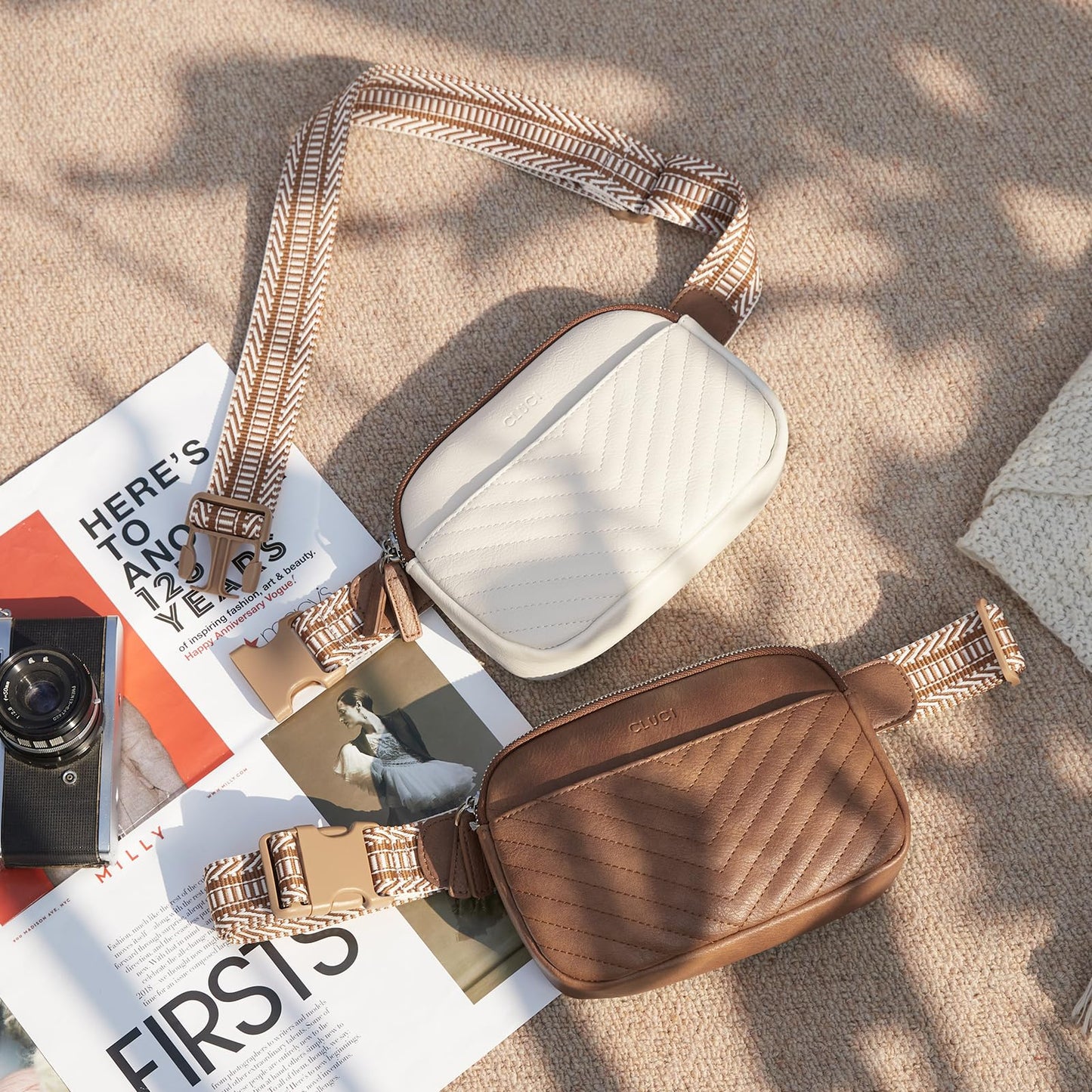 CLUCI - Riñonera para mujer, mini bolso cruzado en todas partes, correa ajustable, piel vegana, riñonera para mujer, A-2 café, Una talla