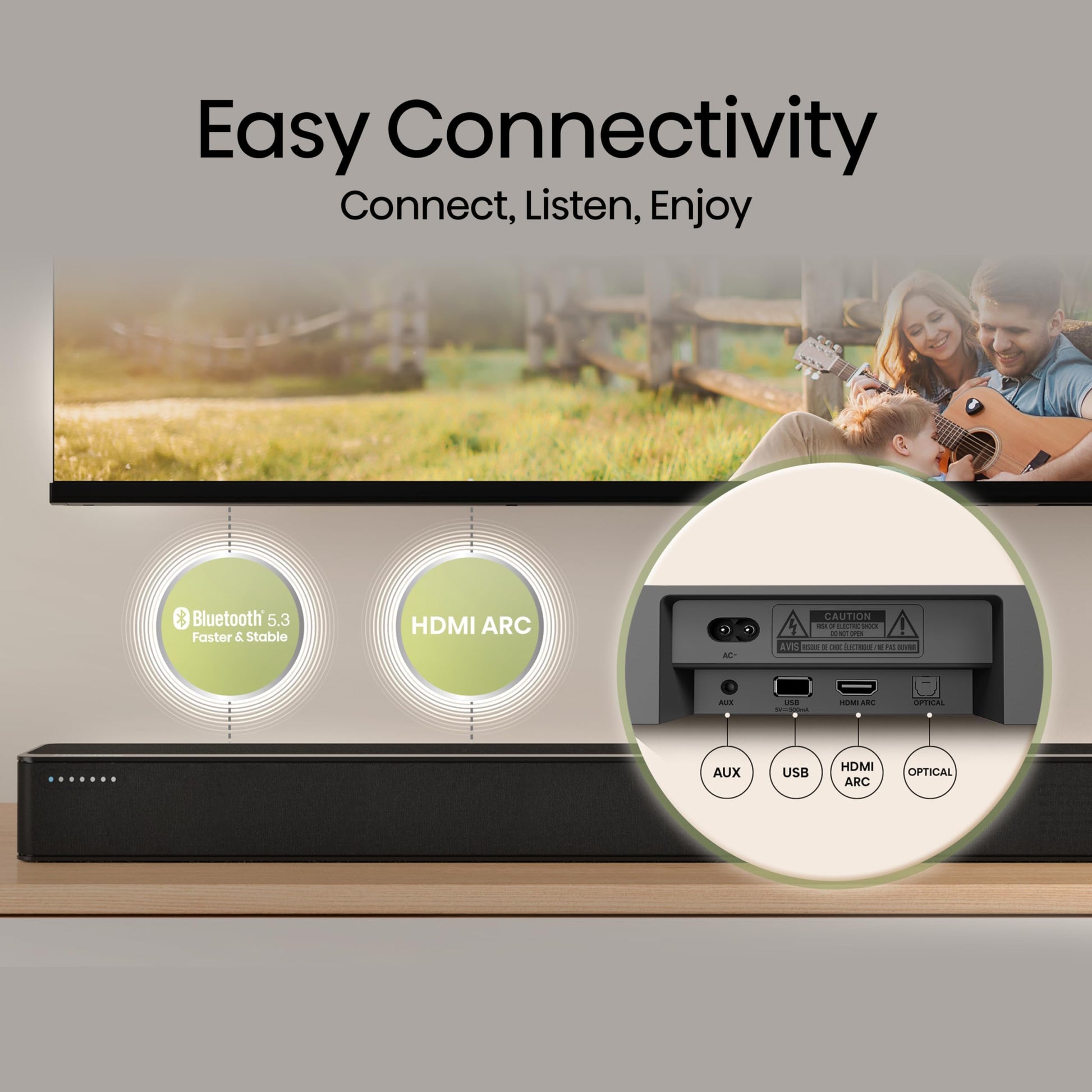 Hisense HS2100 Barra de Sonido de 2.1 Ch 240W con subwoofer inalámbrico - DTS Virtual X, Ezplay, 7 Modos EQ, HDMI eARC, Bluetooth (Modelo 2023)