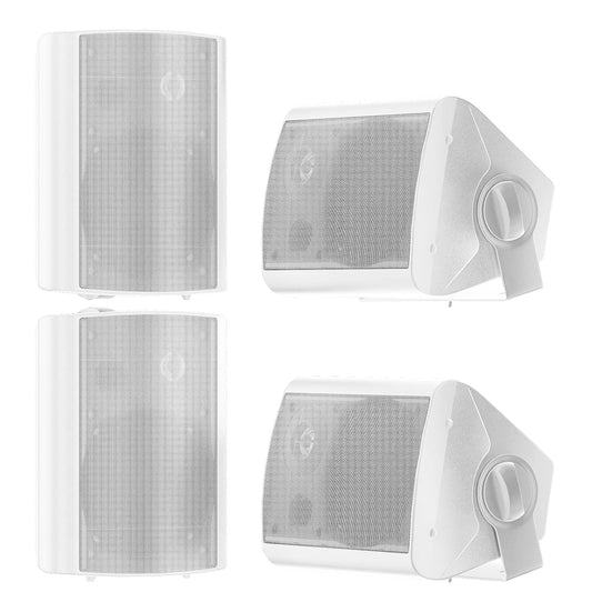 STUDIOFINIX - Altavoces para Exteriores de 5.25 Pulgadas, 600 W, Impermeables, con Cable, pasivos de Montaje en Pared para Patio, cochera, hogar, 2 Pares (Blanco)