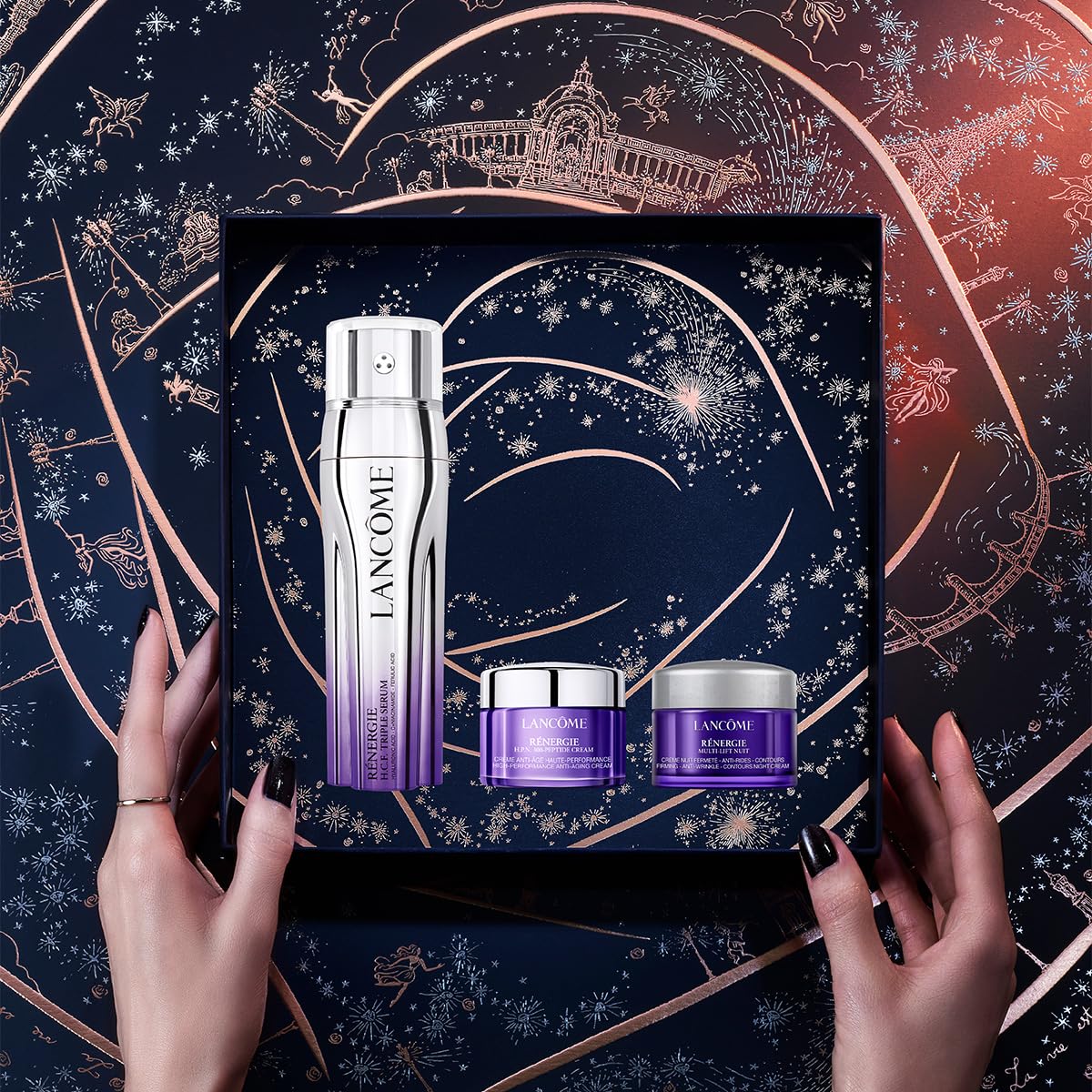 Lancôme, Rénergie, Set de Regalo, Suero Triple Serum Rénergie 50 ml + Crema de Rostro Rénergie H.P.N. 300-Peptide 15 ml + Crema de Noche Rénergie Multi -Lift 15 ml, Corrige Imperfecciones con una Fórmula Antienvejecimiento, 3 Piezas