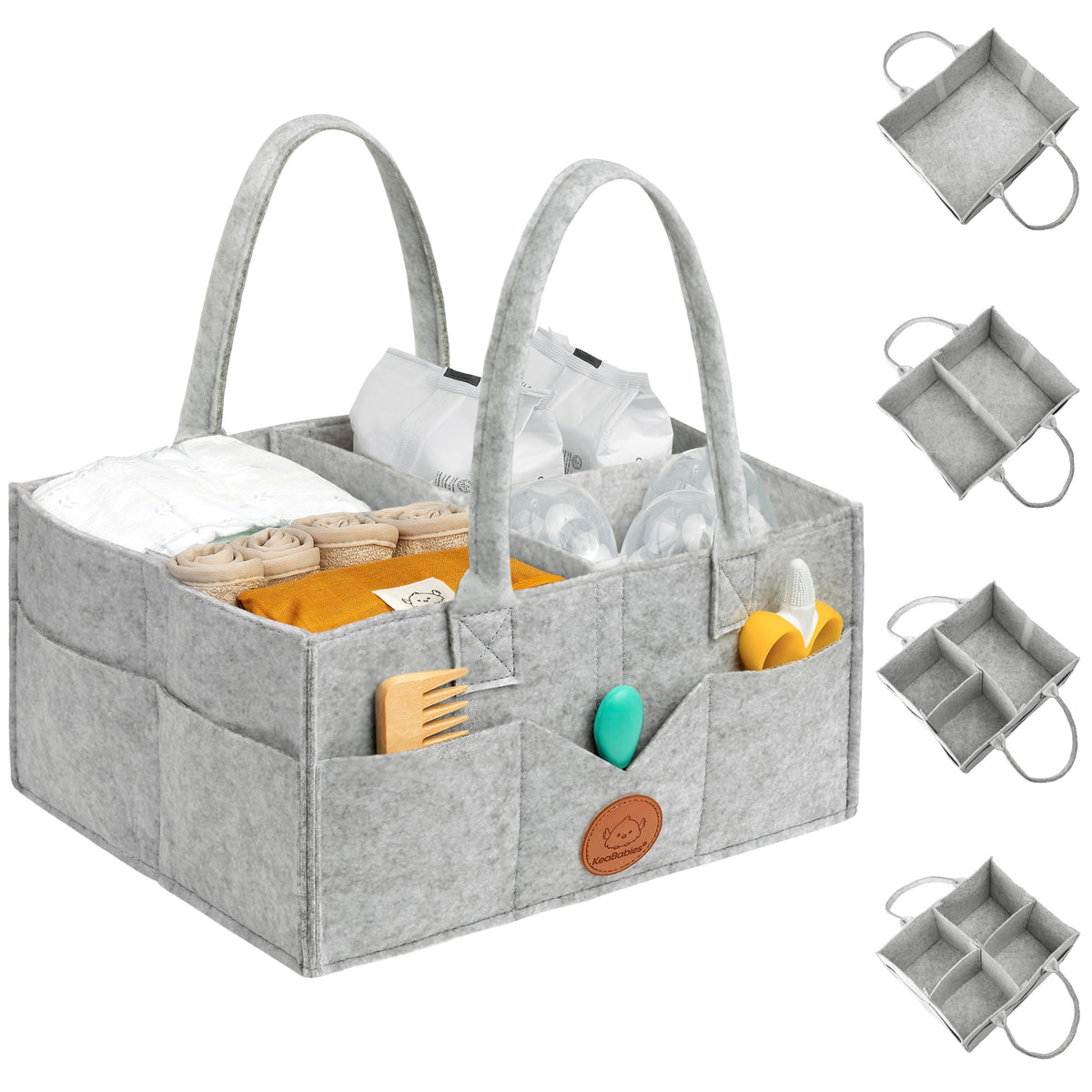 KeaBabies Organizador de pañales para bebé con asa, portátil (gris clásico)