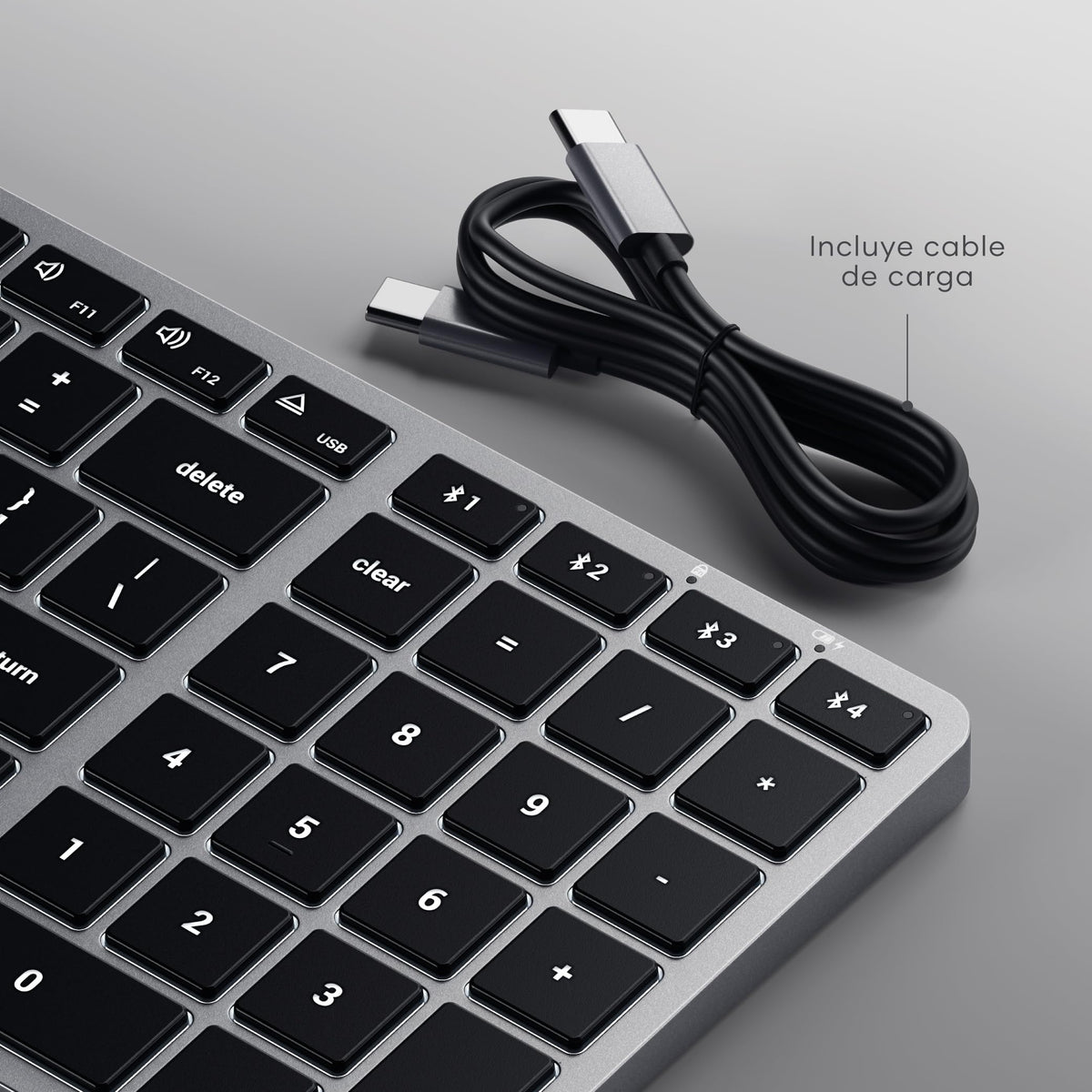 Teclado Bluetooth SATECHI Gris Espacial Retroiluminado Slim X2