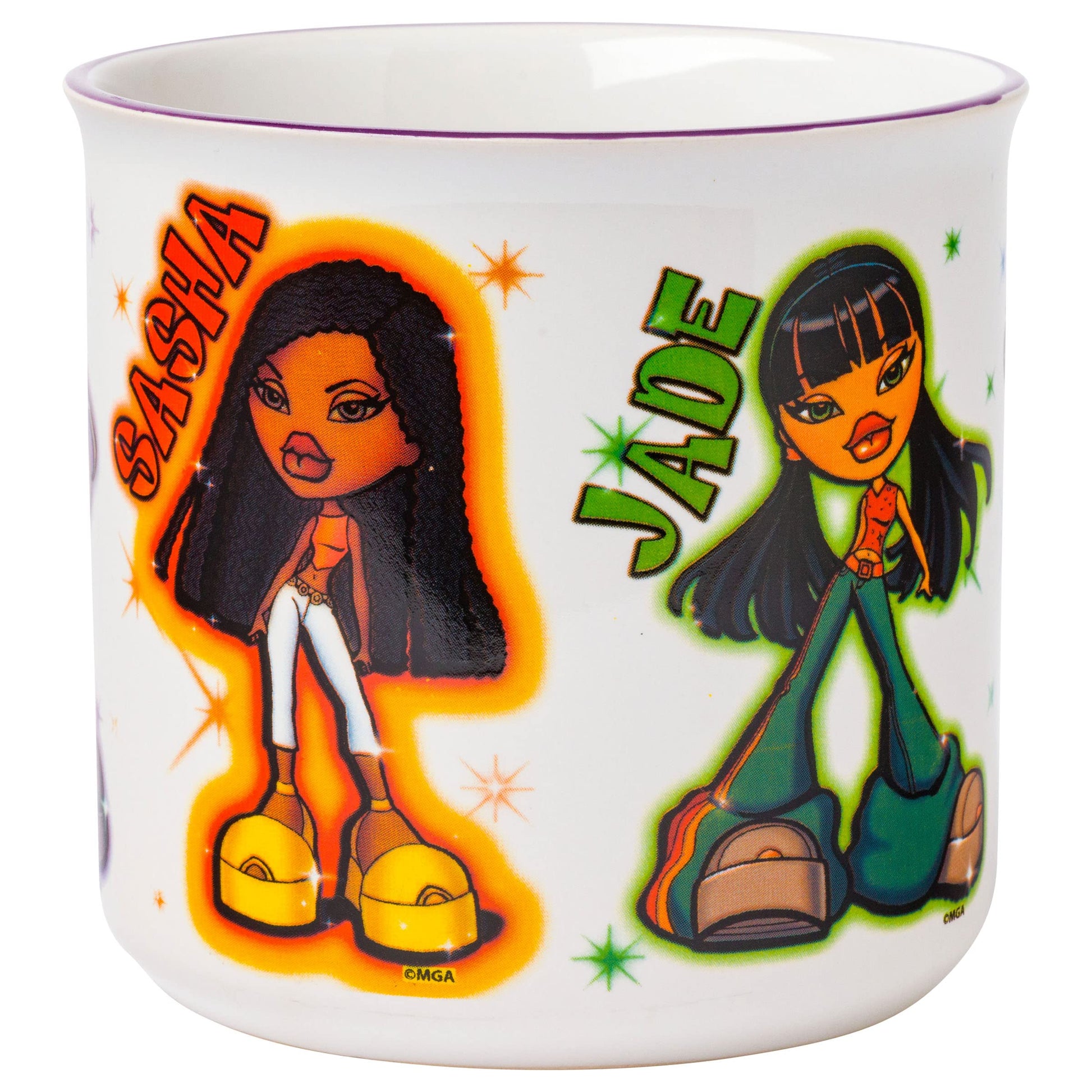 Taza de Cerámica Silver Buffalo Bratz Dolls Blanca con Yasmin, Sasha, Jade y Cloe