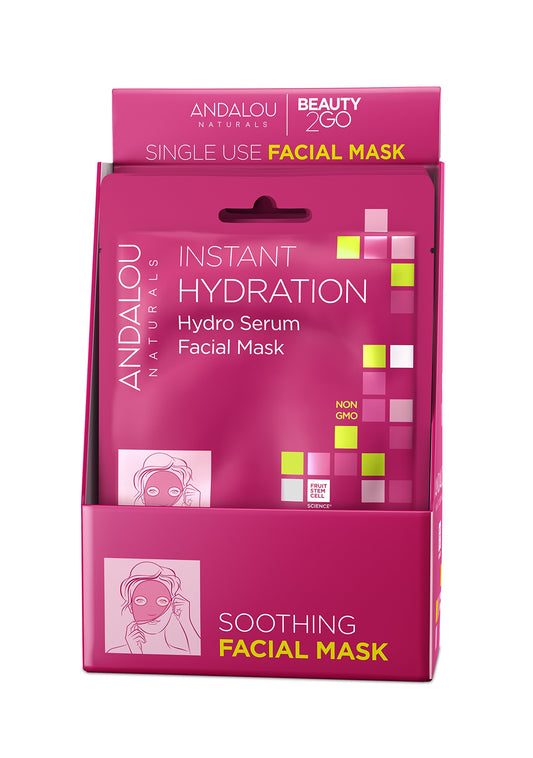 Mascarilla Facial Hidratante Instantánea Andalou Naturals, 6 unidades - 0.6 oz cada una - Hidratación intensa y rápida - Serum facial - Tienda online de belleza y cuidado de la piel.