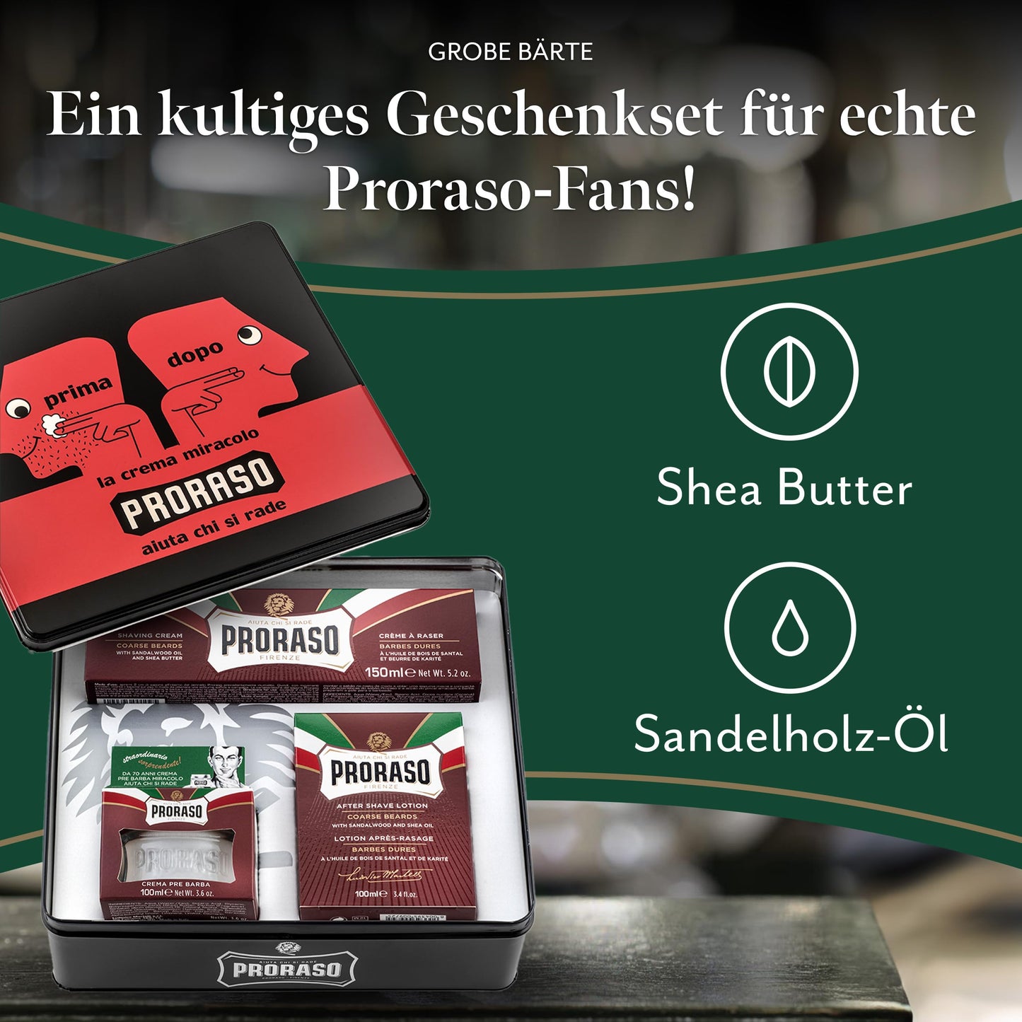 Proraso Kit para Afeitar de Viaje, Tamaño Pequeño Ideal para Viajar, Línea Verde Eucalipto y Mentol para Hombre
