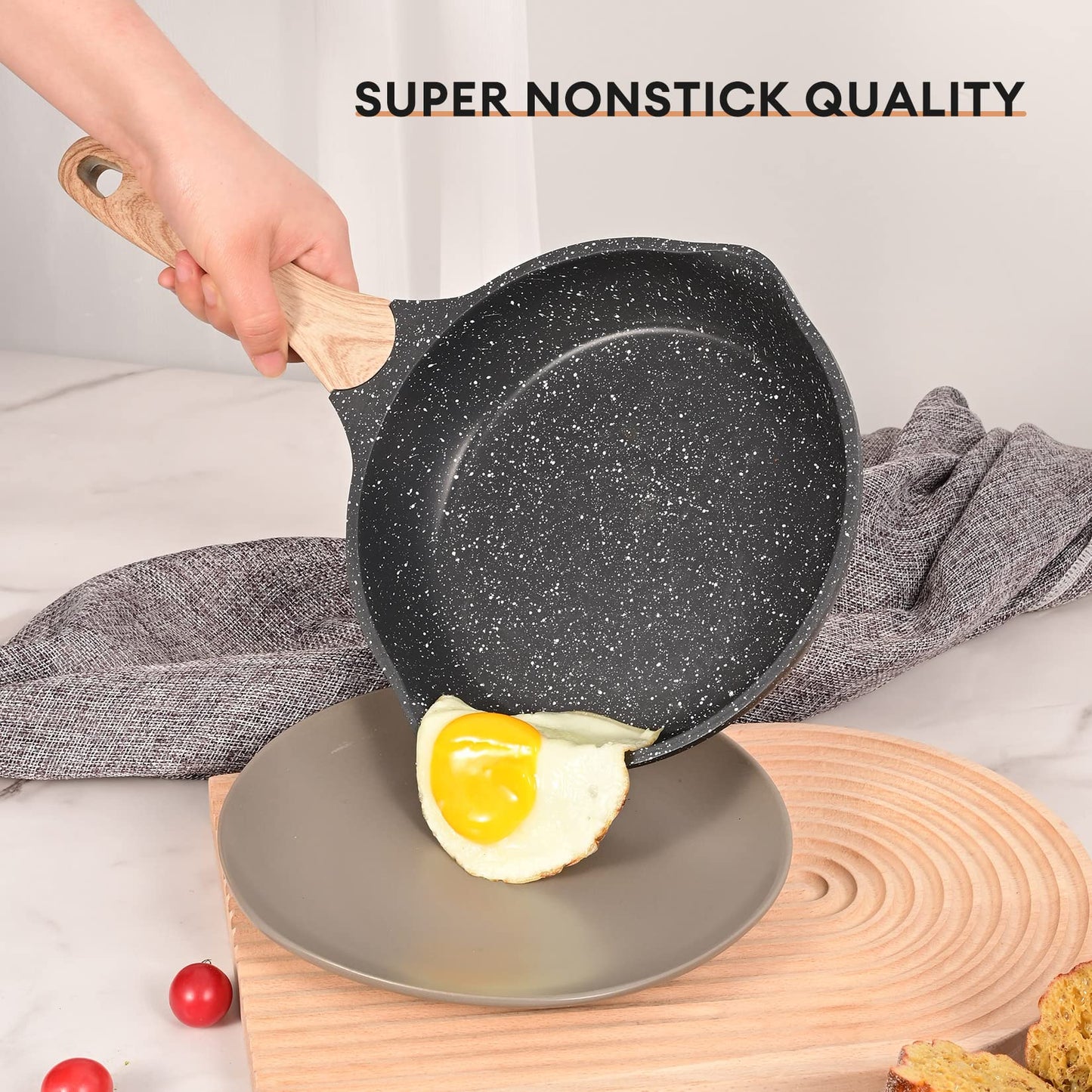JEETEE Juego de ollas y sartenes de cocina antiadherentes, con revestimiento de granito de inducción, juegos de utensilios de cocina con sartén, cacerola, sartén, sartén, sin PFOA