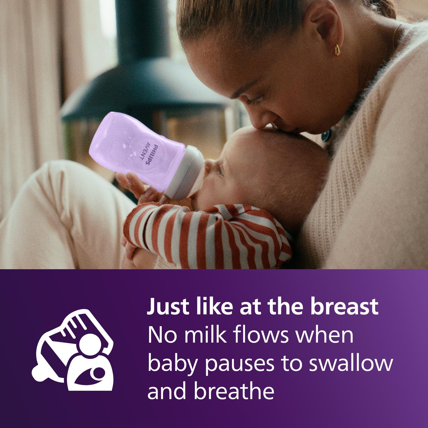 Biberón Philips AVENT morado de 9 Onzas con Pezón de Respuesta Natural, Paquete de 4 Unidades