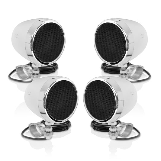 BOSS Audio Systems MC475BA - Altavoces para Motocicleta de 3 Pulgadas, Bluetooth, Amplificador Incorporado, Resistente a la Intemperie, Control de Volumen, Compatible con ATV UTV