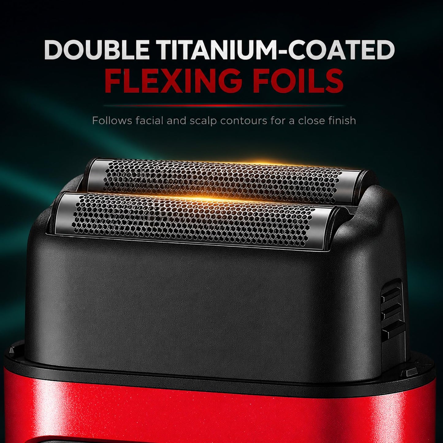 VGR 307 - Afeitadora de papel de aluminio para hombres, maquinilla de afeitar eléctrica con motor de 9000 rpm, afeitadoras profesionales con doble revestimiento de titanio, cuerpo de metal, afeitadora