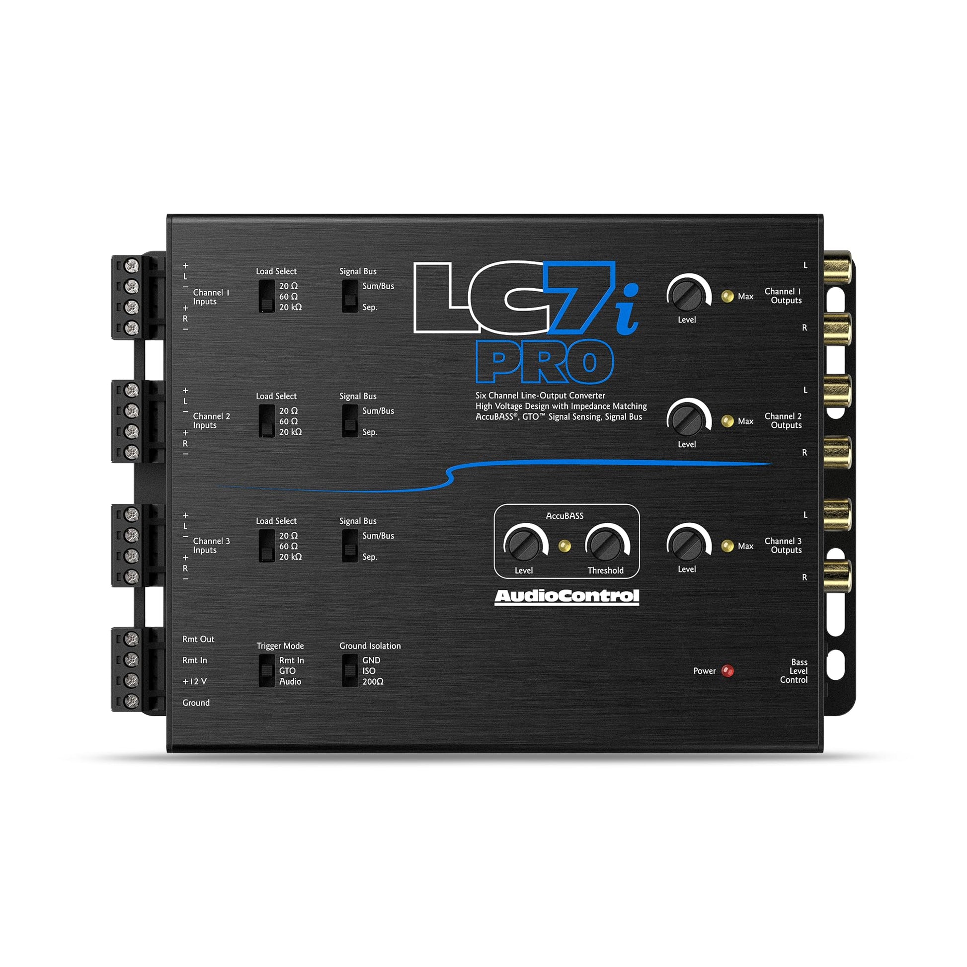 Convertidor de Línea de Seis Canales AudioControl LC7iPRO Negro con Accubass y Control Remoto ACR-1 Incluido