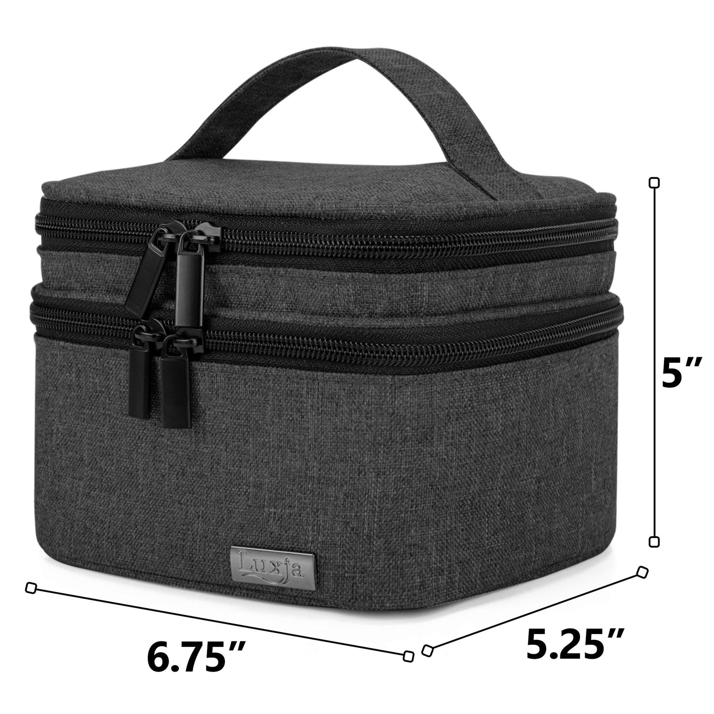 (Fit for 20 bottles, Black) - LUXJA Essential Oils Bag - Holds 20 Bottles (5ml-30ml, Also Fits for Roller Bottles), Double-Layer Organiser for Essential Oil and Accessories, Black
