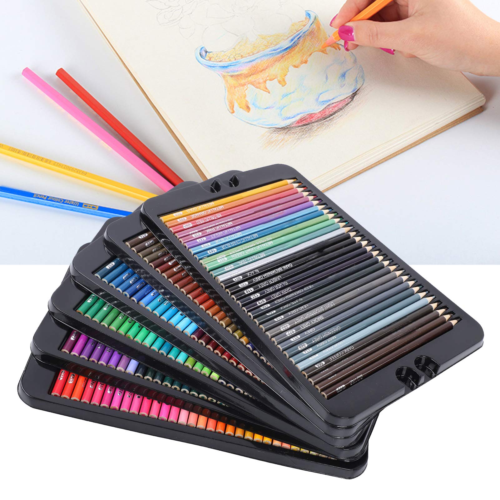 Juego de Lápices de Colores de 180 Piezas, Juego de Lápices de Colores con Caja de Hierro Herramientas de Pintura Prácticas y Seguras Adecuadas para Dibujar Bocetos