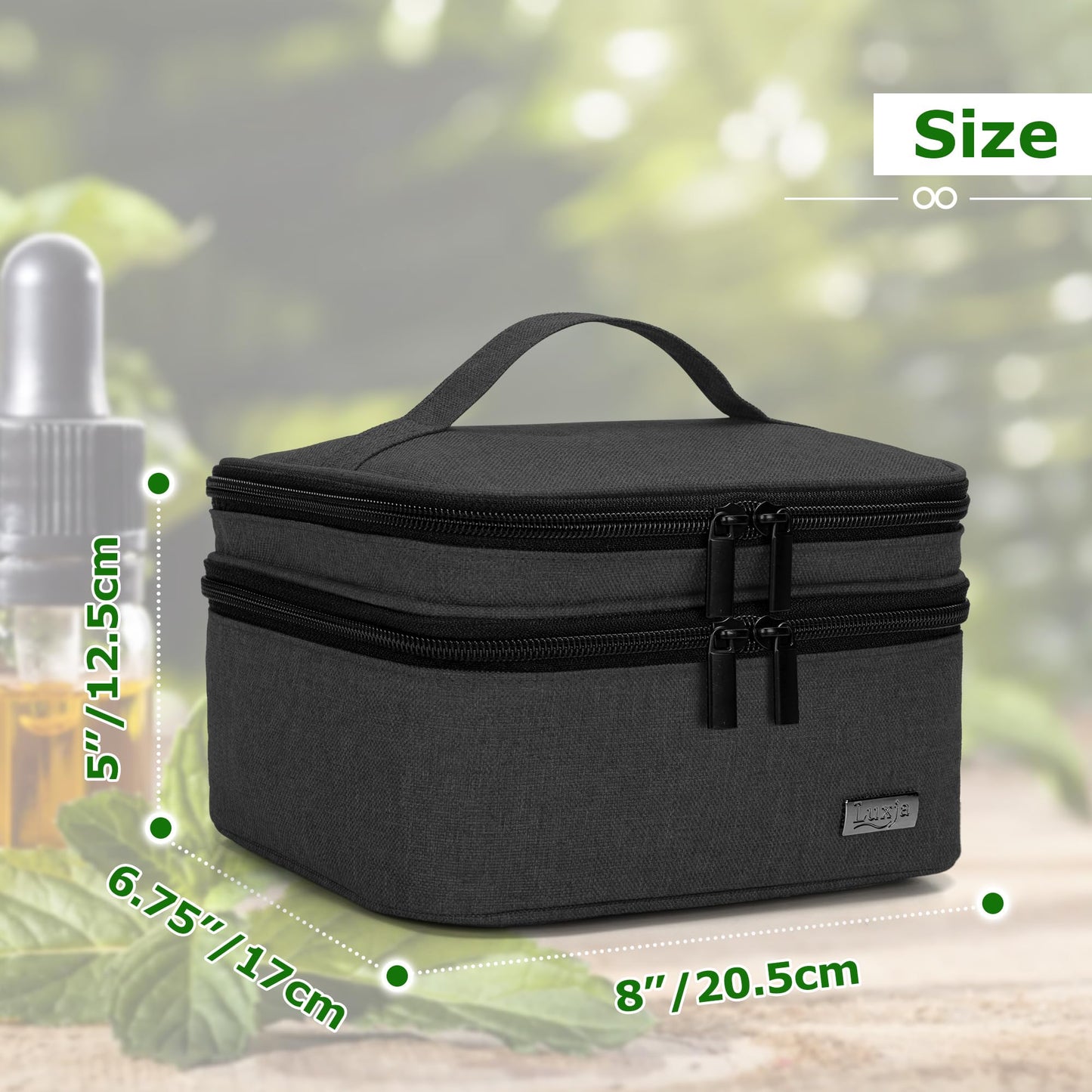 Luxja Essential Oil Carrying Case - Holds 30 Bottles (5ml-30ml), Double-Layer Organizer for Essential Oil and Accessories, Black
