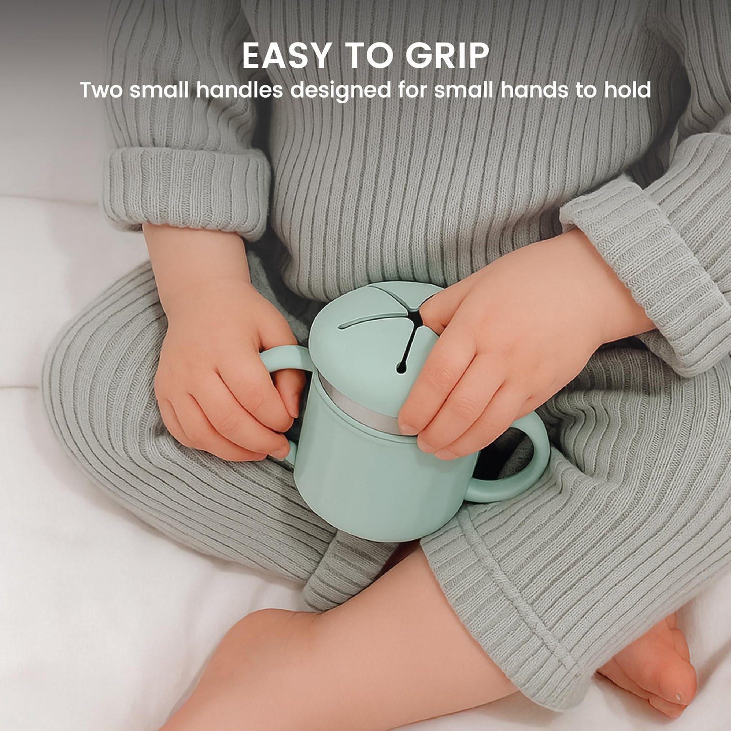 Lulyboo - Taza de aperitivos de acero inoxidable con asas resistente a derrames para niños pequeños