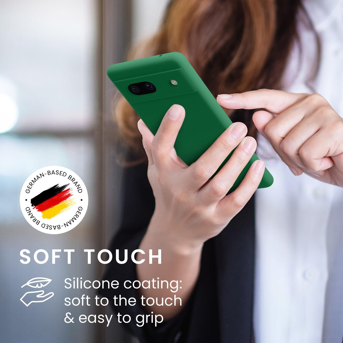 kwmobile Carcasa Compatible con Google Pixel 7a Funda - Case TPU y Silicona antigolpes - Apto Carga inalámbrica - Verde trébol
