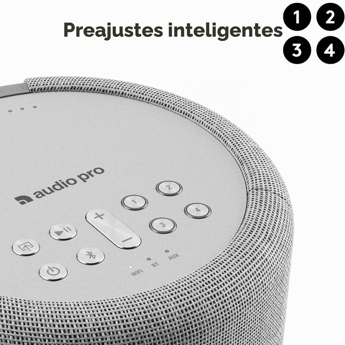 Altavoz Inalámbrico Audio Pro Gris Claro Multiroom Alta Fidelidad Montable en Pared Compatible con AirPlay 2 y Google Cast