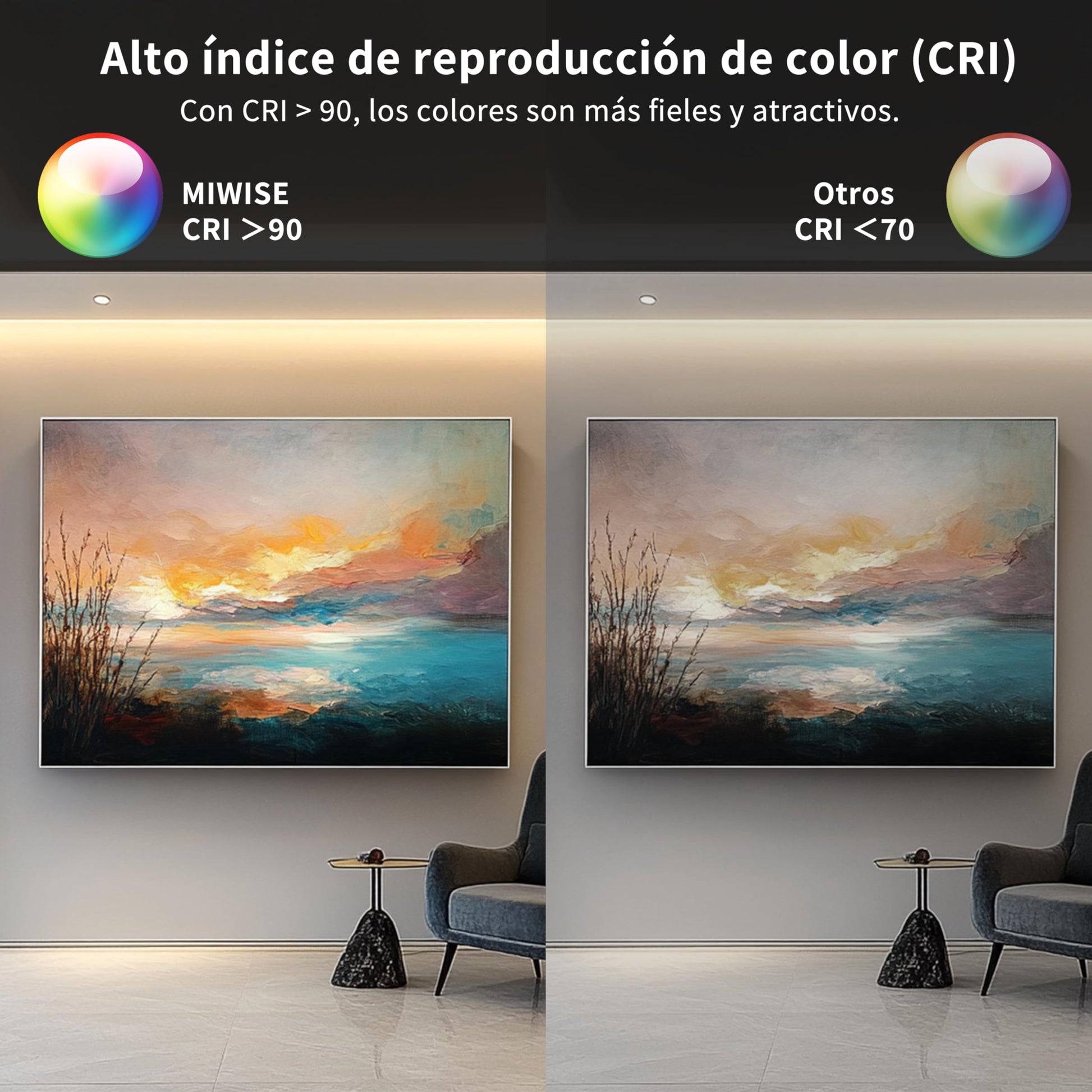Tira de Luz LED MIWISE blanco cálido de 3000 K CRI 90+ regulable de alto lumen para gabinetes y oficinas en casa