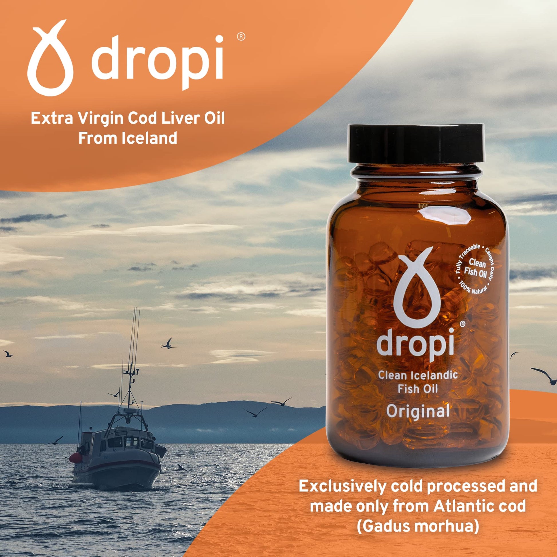 Dropi Pure Icelandic Extra Virgin Cod Liver Oil Capsules - by Dropi