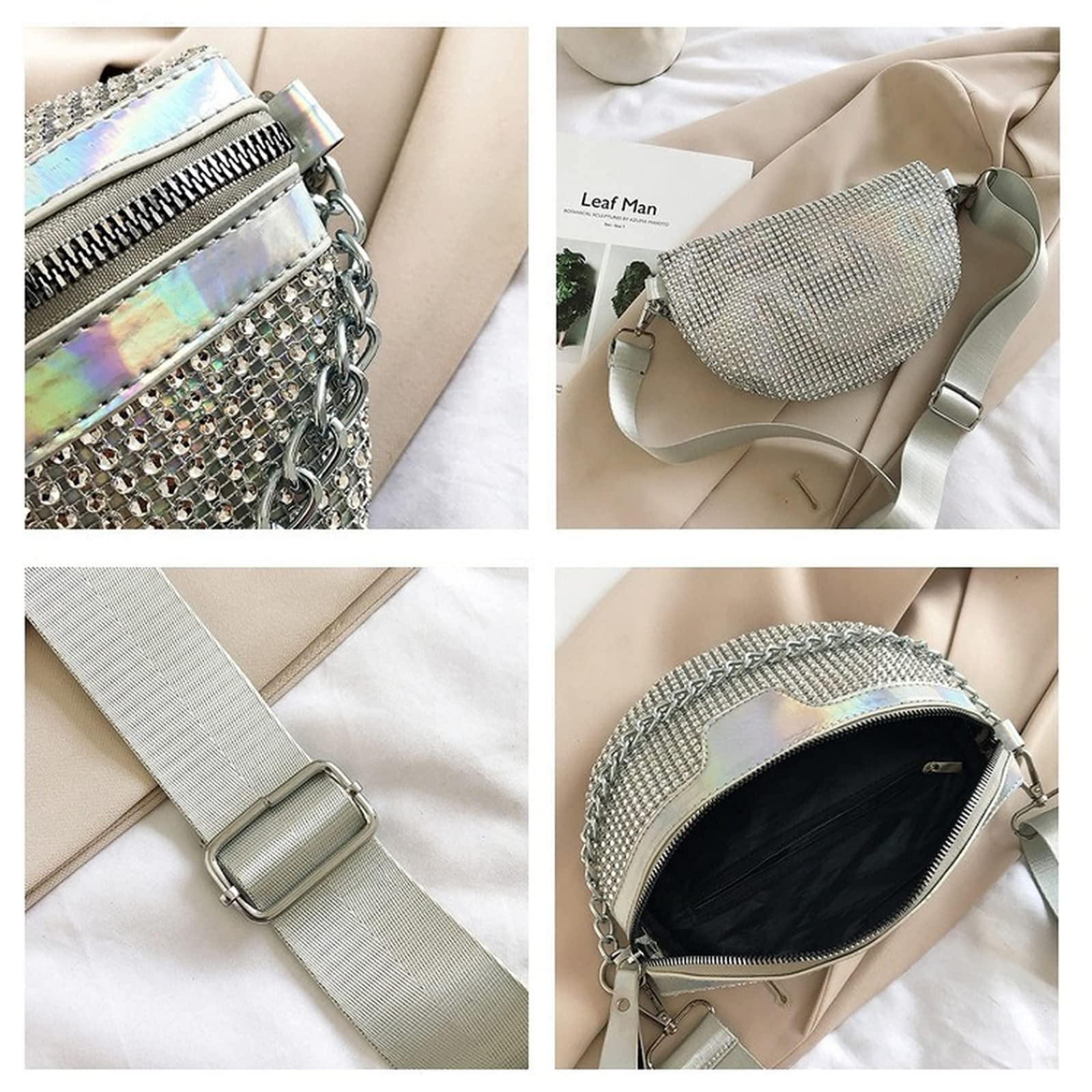 Riñonera Moda Piel A-Plata con Cadena Gruesa para Mujer