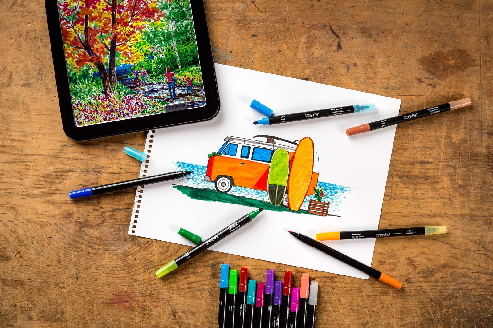 Crayola Signature Sketch & Detail Dual-Tip Markers, Professional Coloring Kit, Crayoligraphy Calligraphy, Gift
