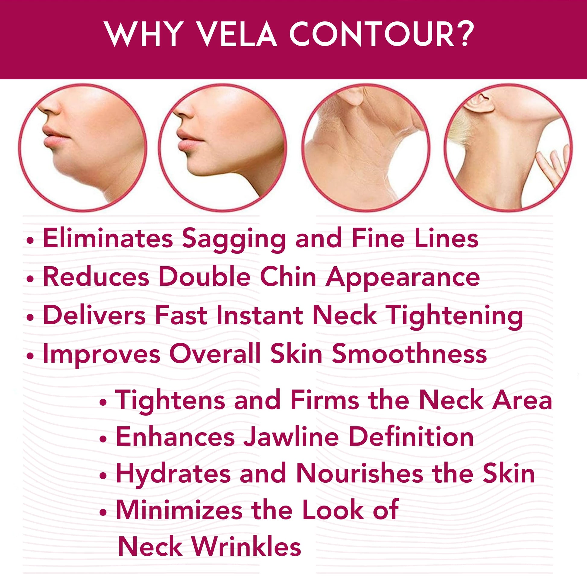 Neck Firming and Tightening, Lifting V line Serum, Chin contouring, Reduce Appearance of Double Chin, Loose and Sagging Skin. Vela Contour 30 Ml