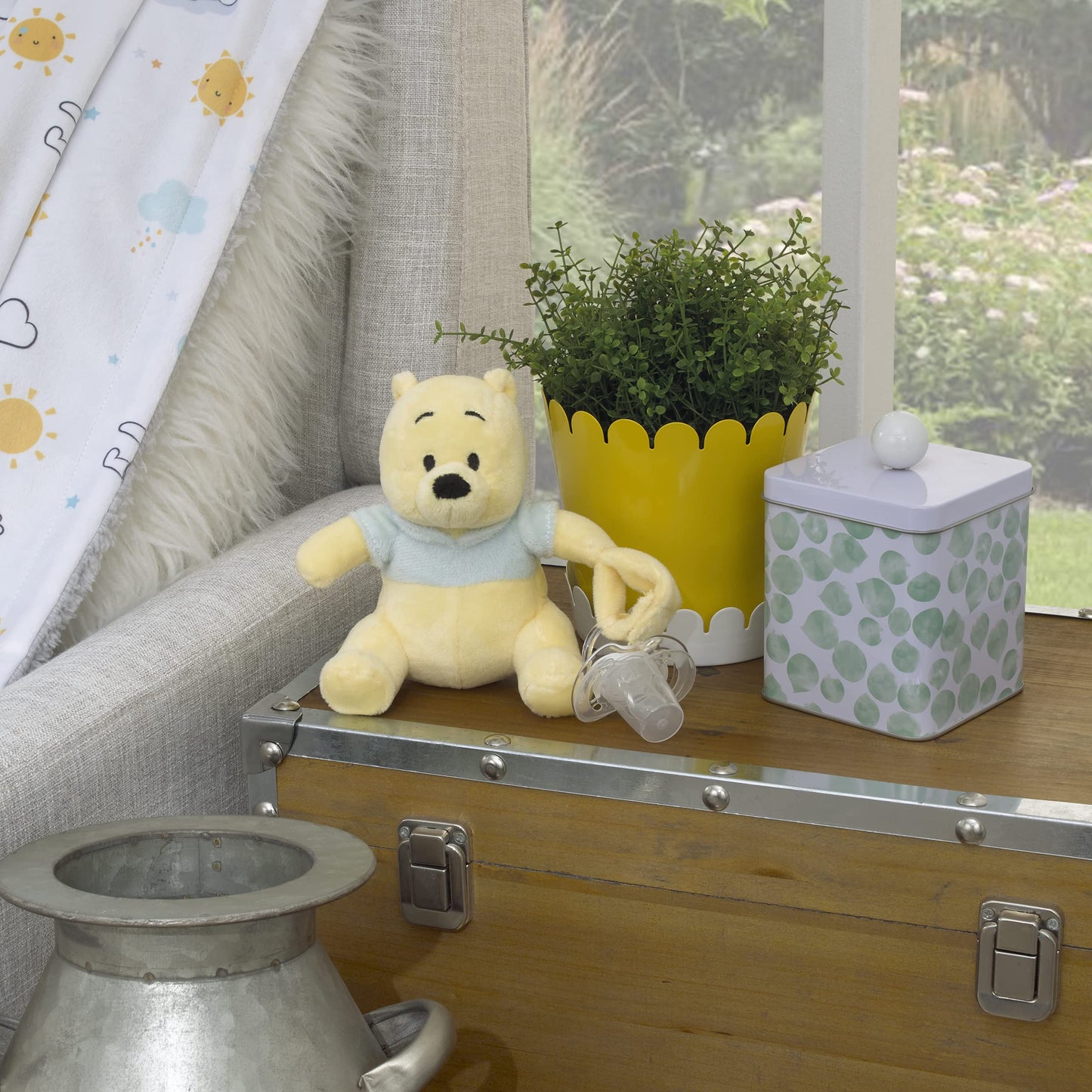 Disney Winnie The Pooh - Chupete calmante de Peluche Amarillo y Aguamarina