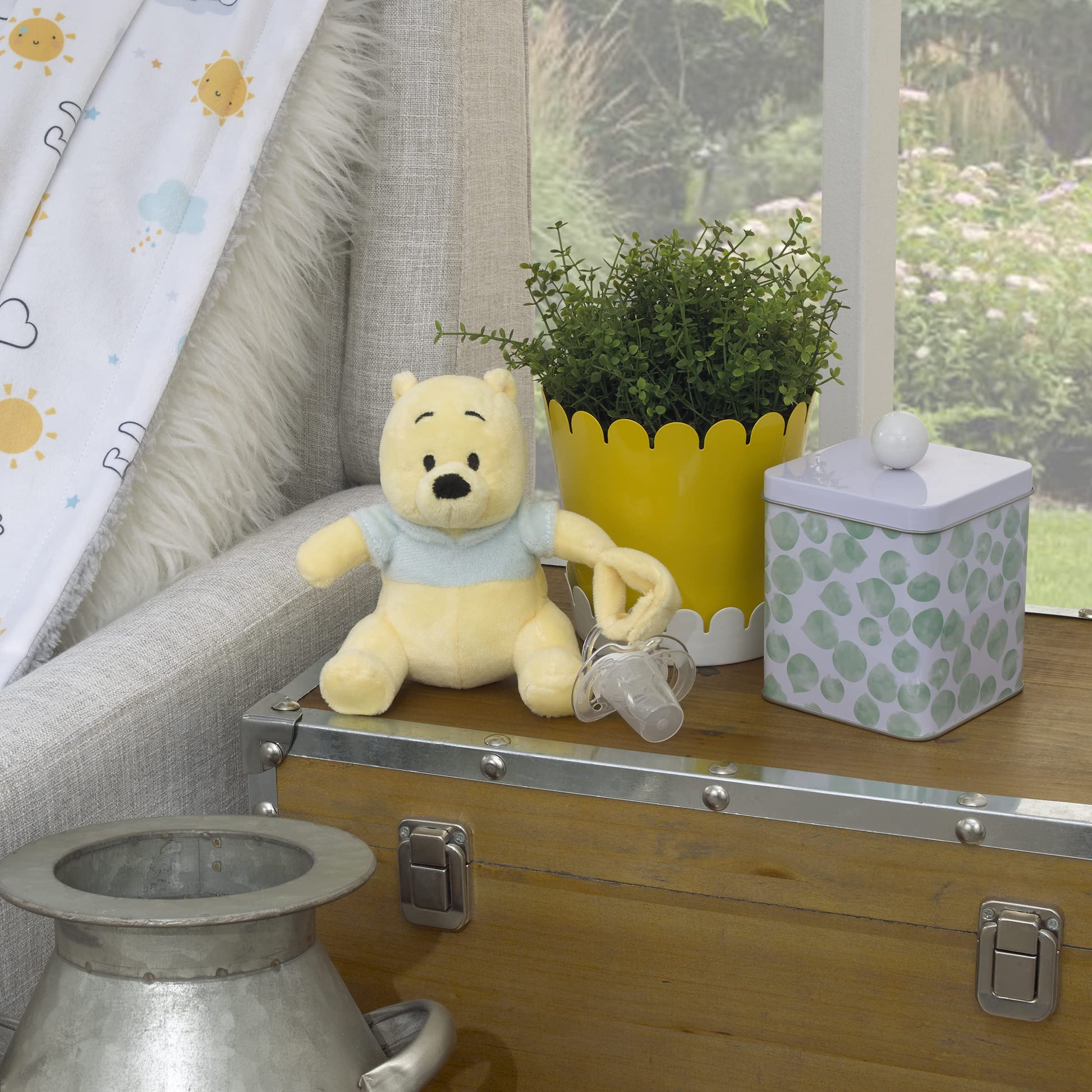 Disney Winnie The Pooh - Chupete calmante de Peluche Amarillo y Aguamarina