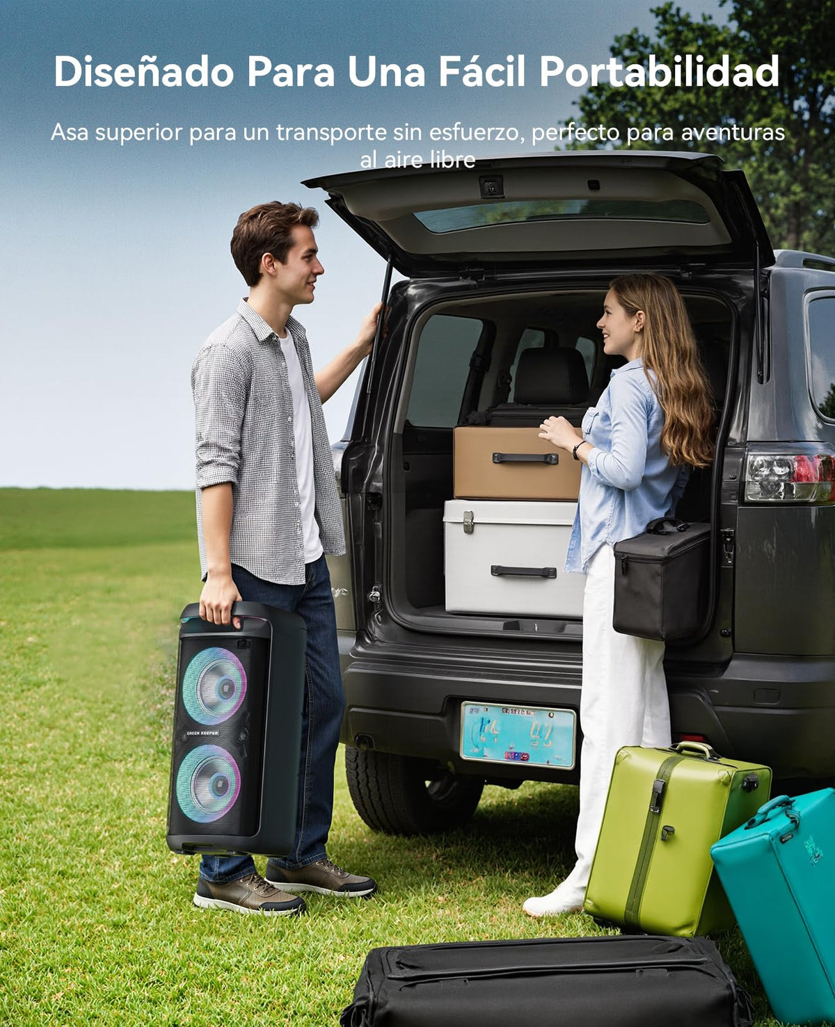 Sistema de Karaoke Profesional GKD60 Negro con 2 Micrófonos Inalámbricos y Altavoz Bluetooth de 500W