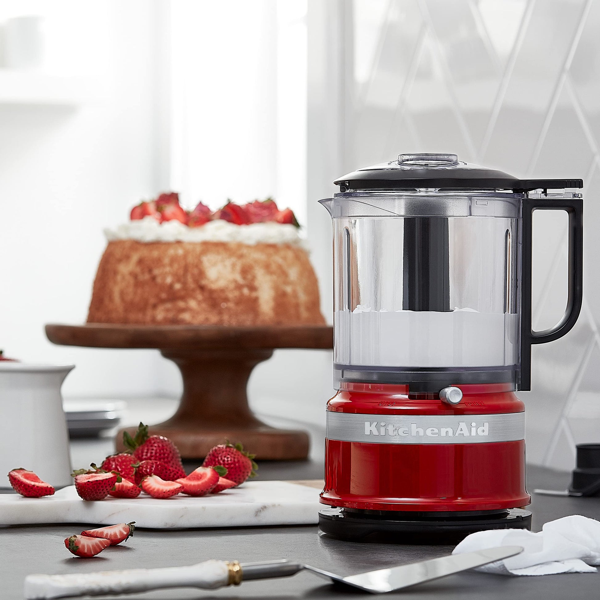KitchenAid - Picadora de alimentos KFC0516ER, accesorio para batir, 5 tazas, color rojo imperial