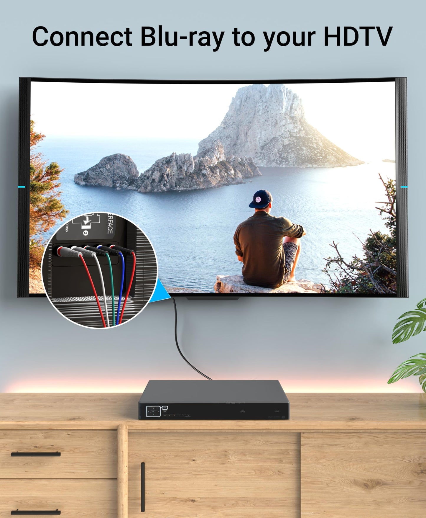 BlueRigger Cable de vídeo componente con audio (20 pies, cable RCA- 5, compatible con reproductores de DVD, videocámara, proyector